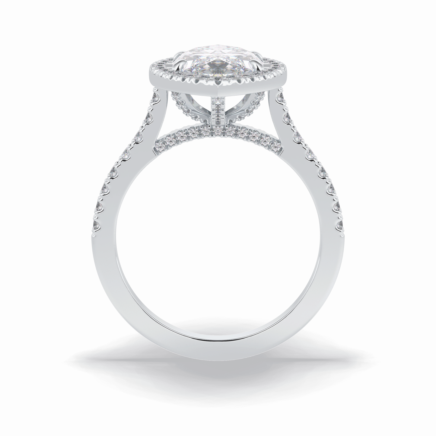 2.50 CT Marquise Cut Halo & Pave Style Moissanite Engagement Ring 7
