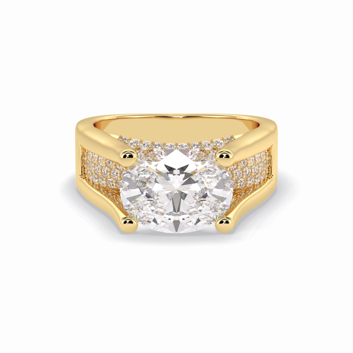 3.0 CT Oval Cut Pave Style Moissanite Engagement Rings