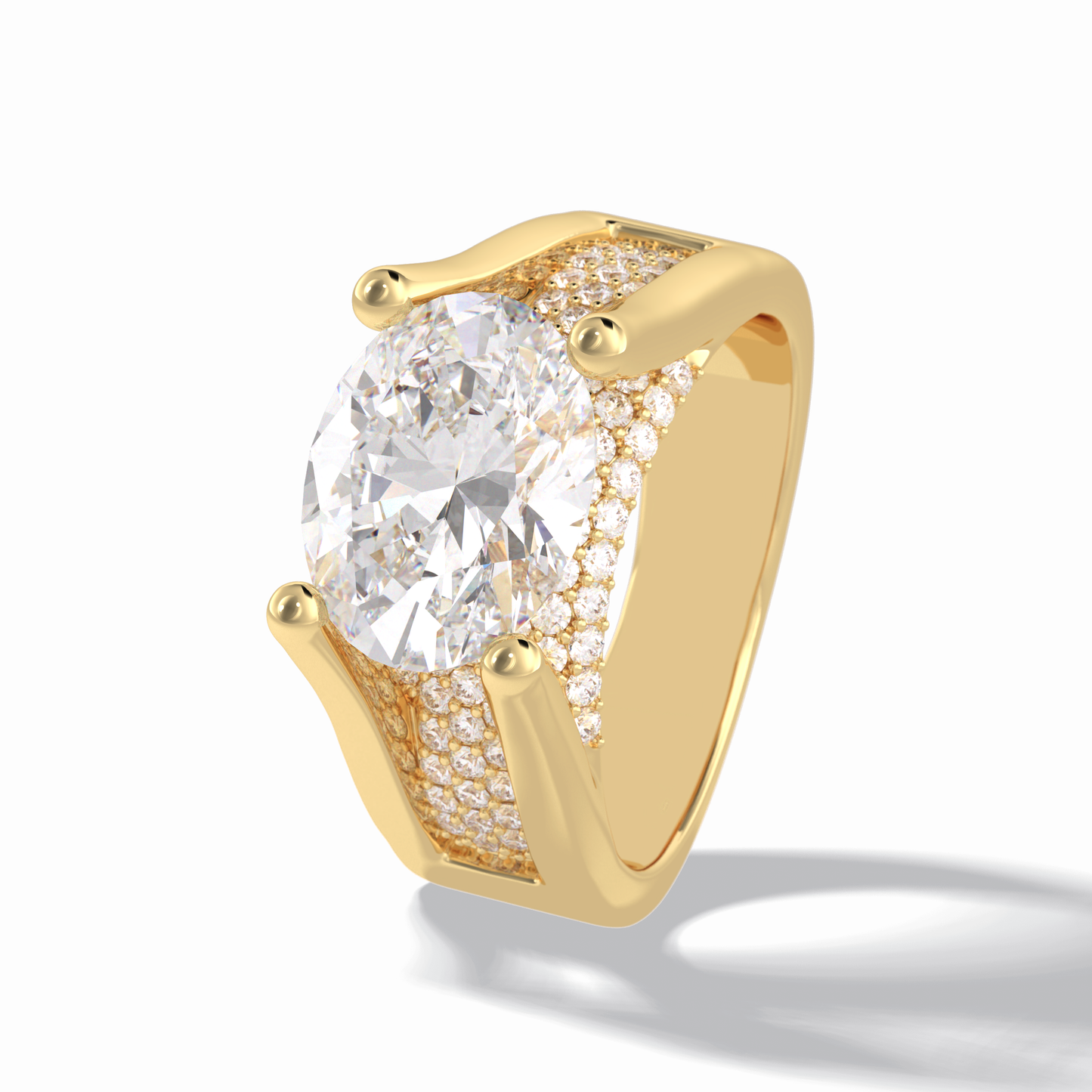 3.0 CT Oval Cut Pave Style Moissanite Engagement Rings