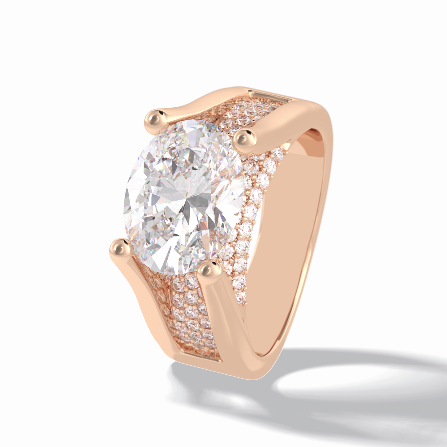 3.0 CT Oval Cut Pave Style Moissanite Engagement Rings