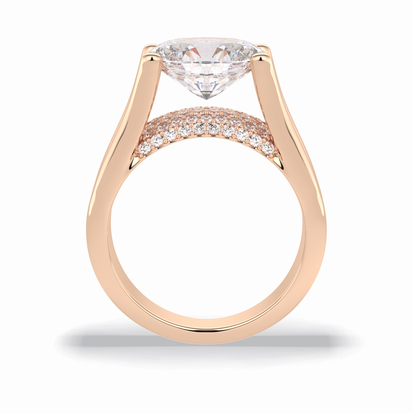 3.0 CT Oval Cut Pave Style Moissanite Engagement Rings
