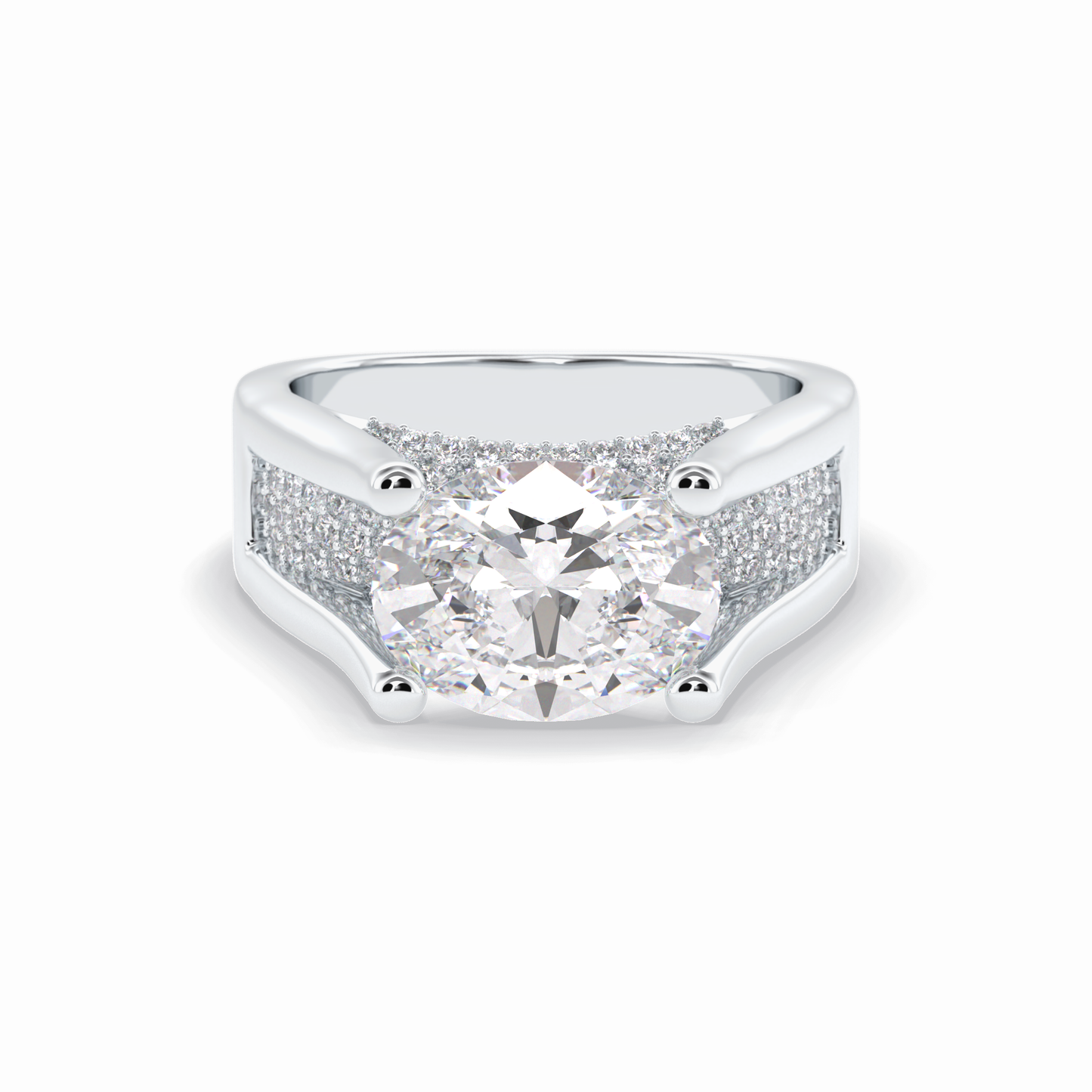 3.0 CT Oval Cut Pave Style Moissanite Engagement Rings