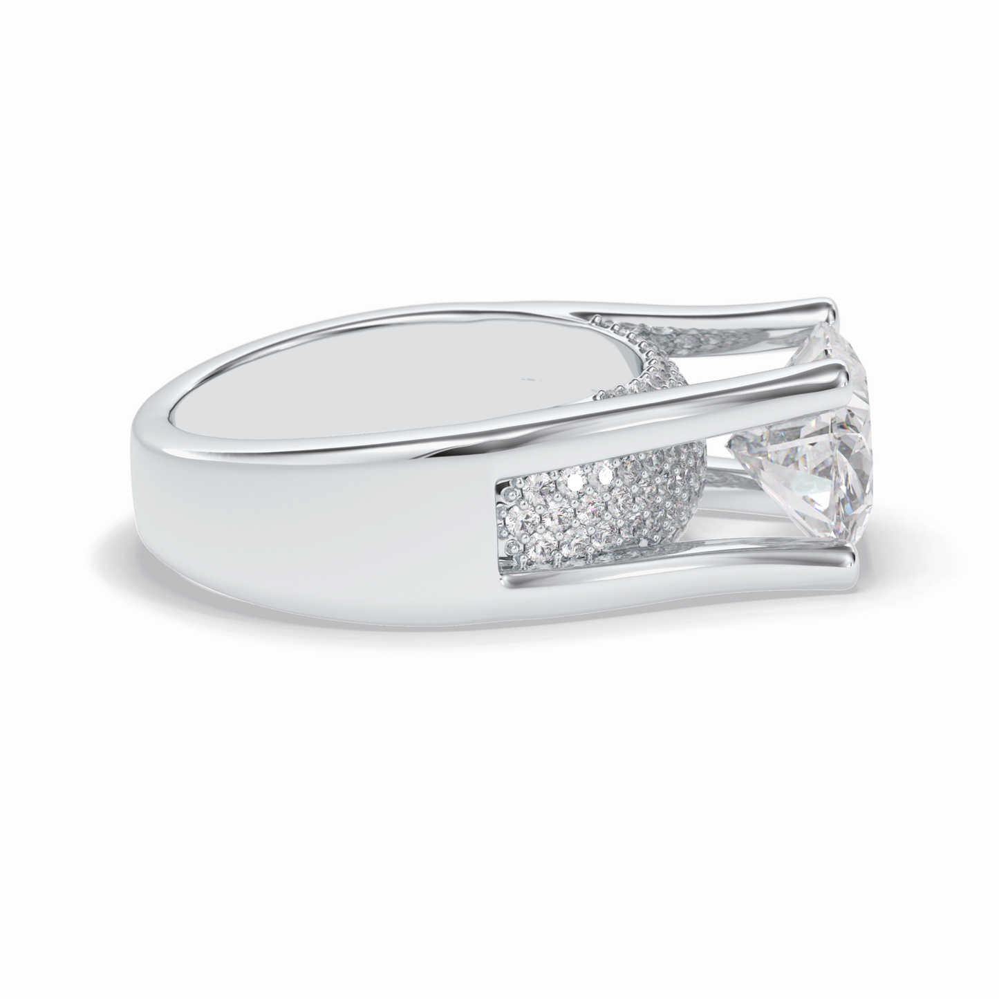 3.0 CT Oval Cut Pave Style Moissanite Engagement Rings