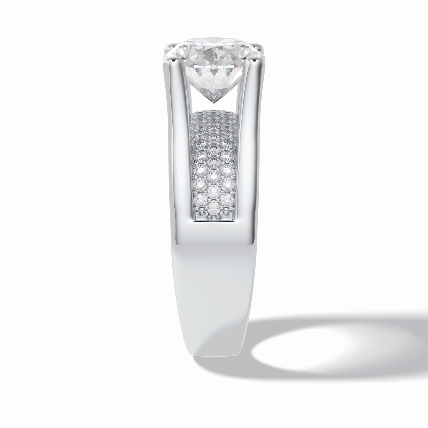 3.0 CT Oval Cut Pave Style Moissanite Engagement Rings