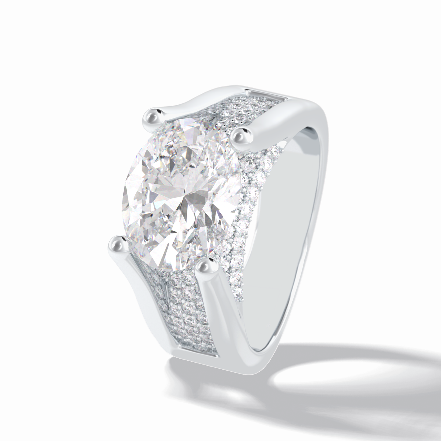 3.0 CT Oval Cut Pave Style Moissanite Engagement Rings
