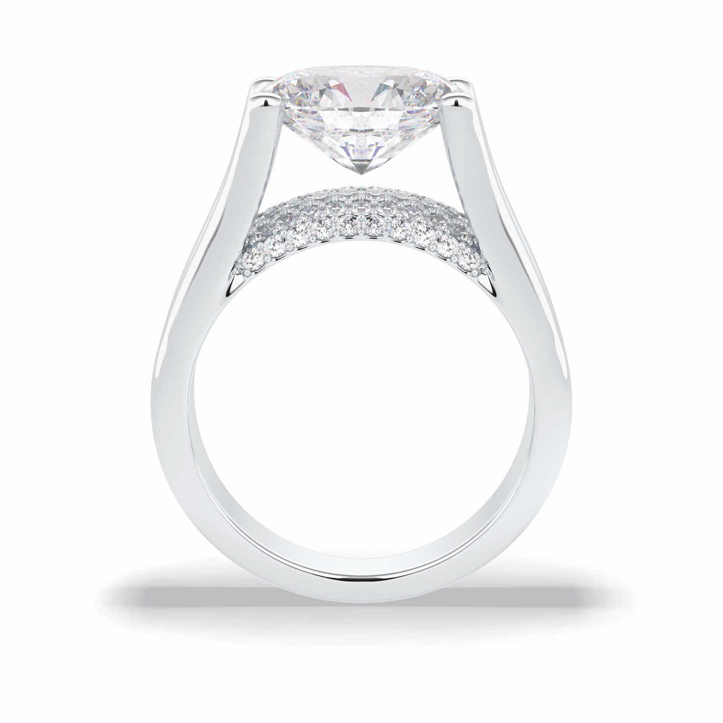3.0 CT Oval Cut Pave Style Moissanite Engagement Rings