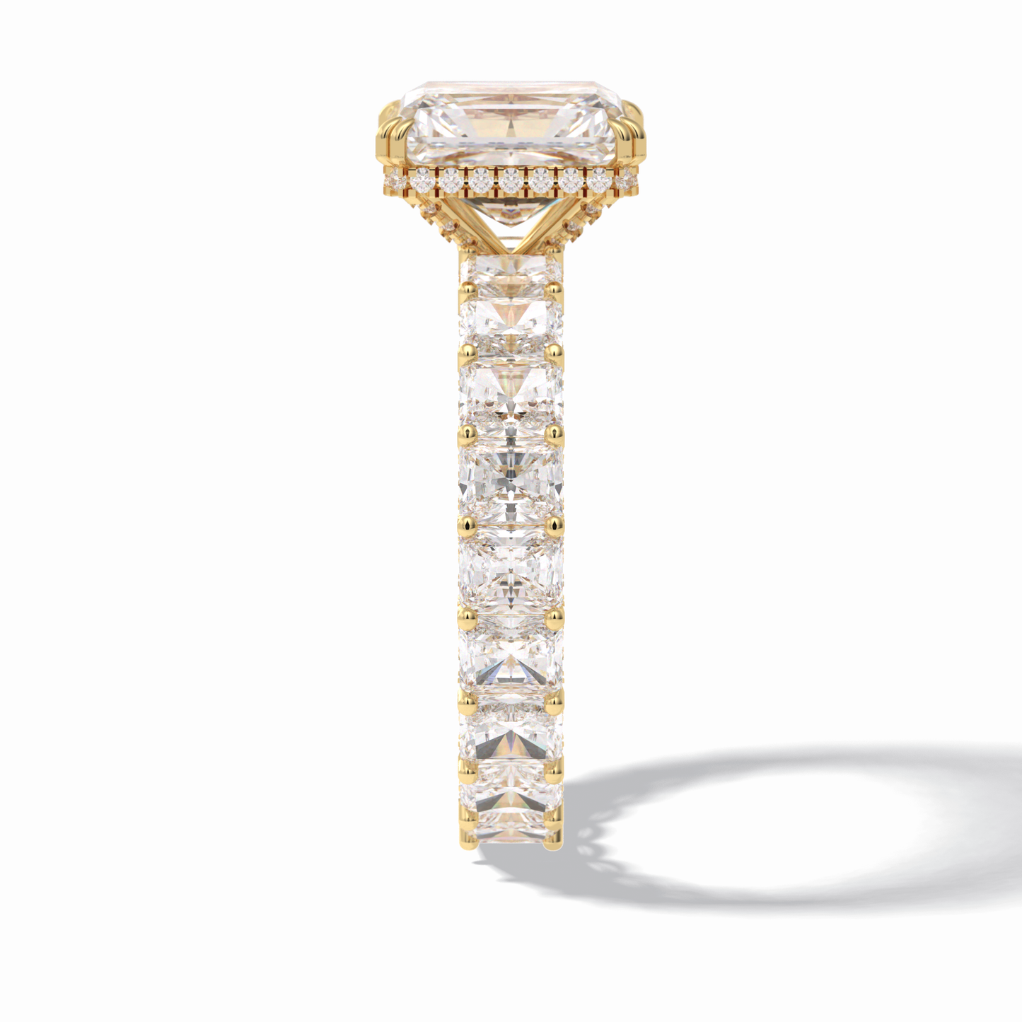 3.0 CT Radiant Cut Pave & Hidden Halo Style Moissanite Engagement Rings