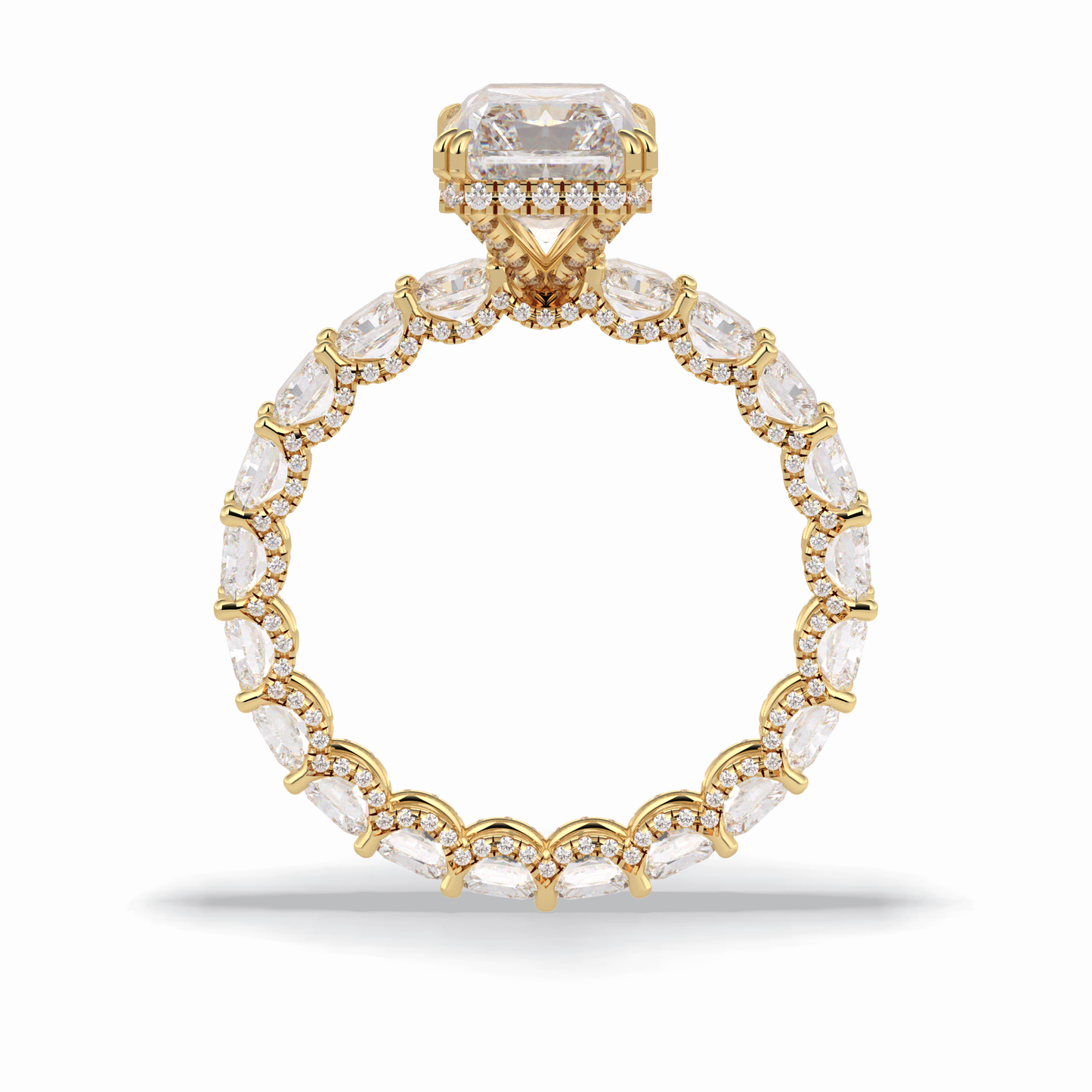 3.0 CT Radiant Cut Pave & Hidden Halo Style Moissanite Engagement Rings