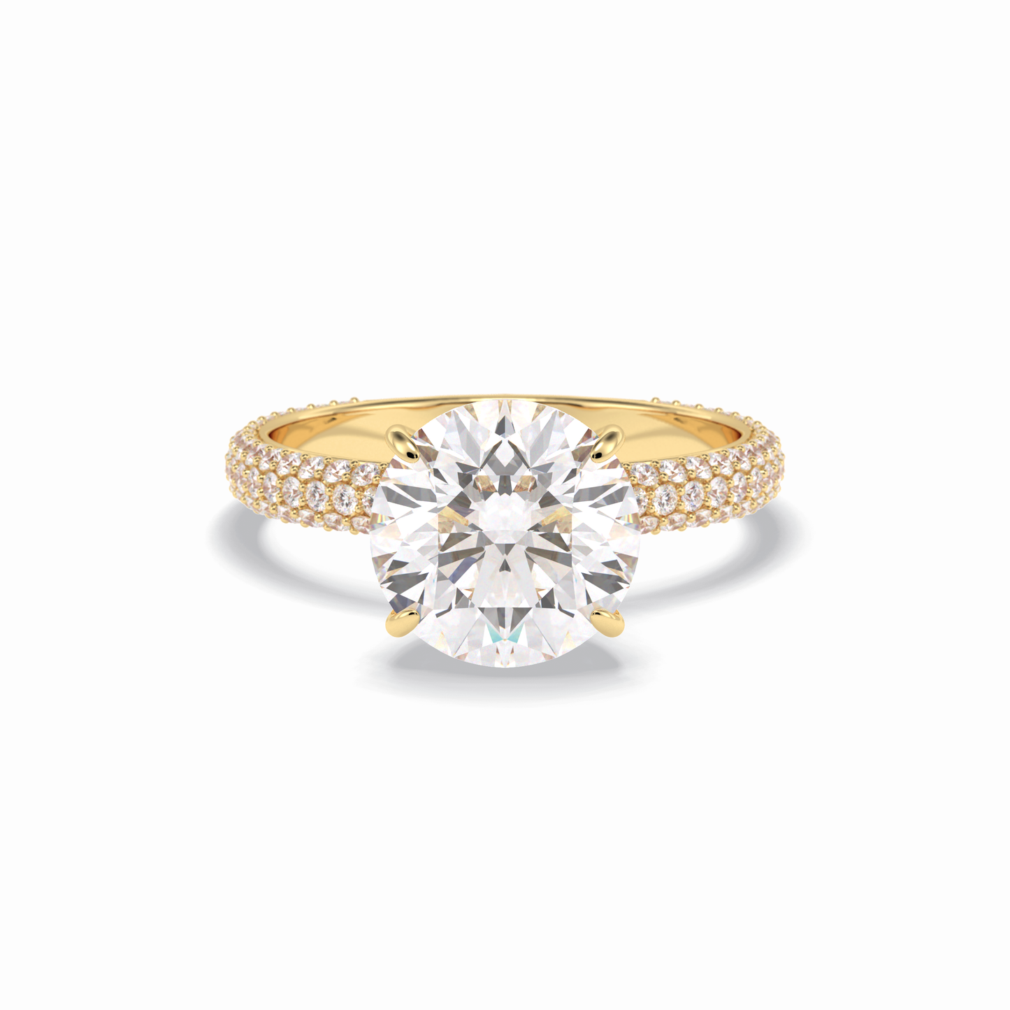 3.0 CT Round Cut Pave & Hidden Halo Style Moissanite Engagement Rings