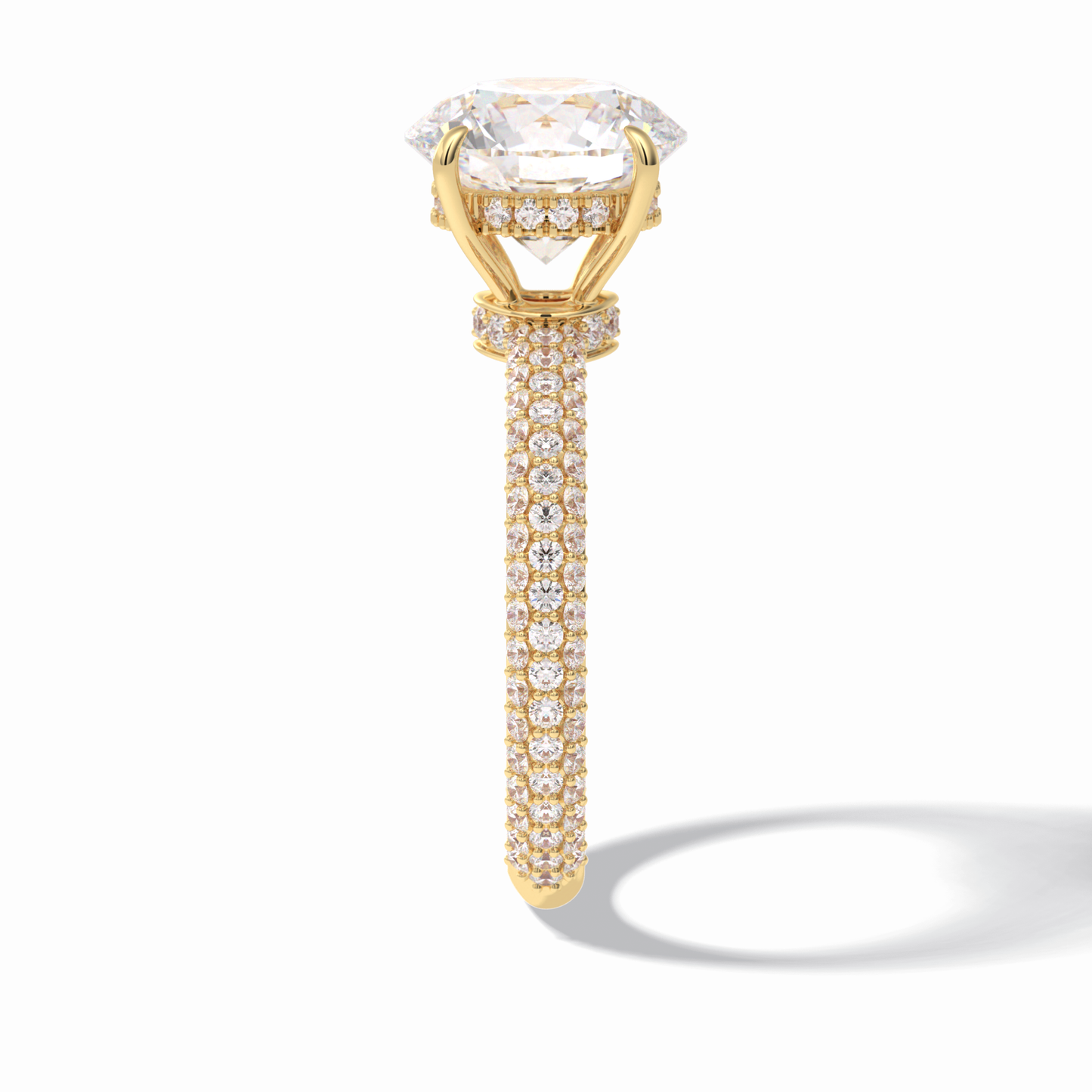 3.0 CT Round Cut Pave & Hidden Halo Style Moissanite Engagement Rings