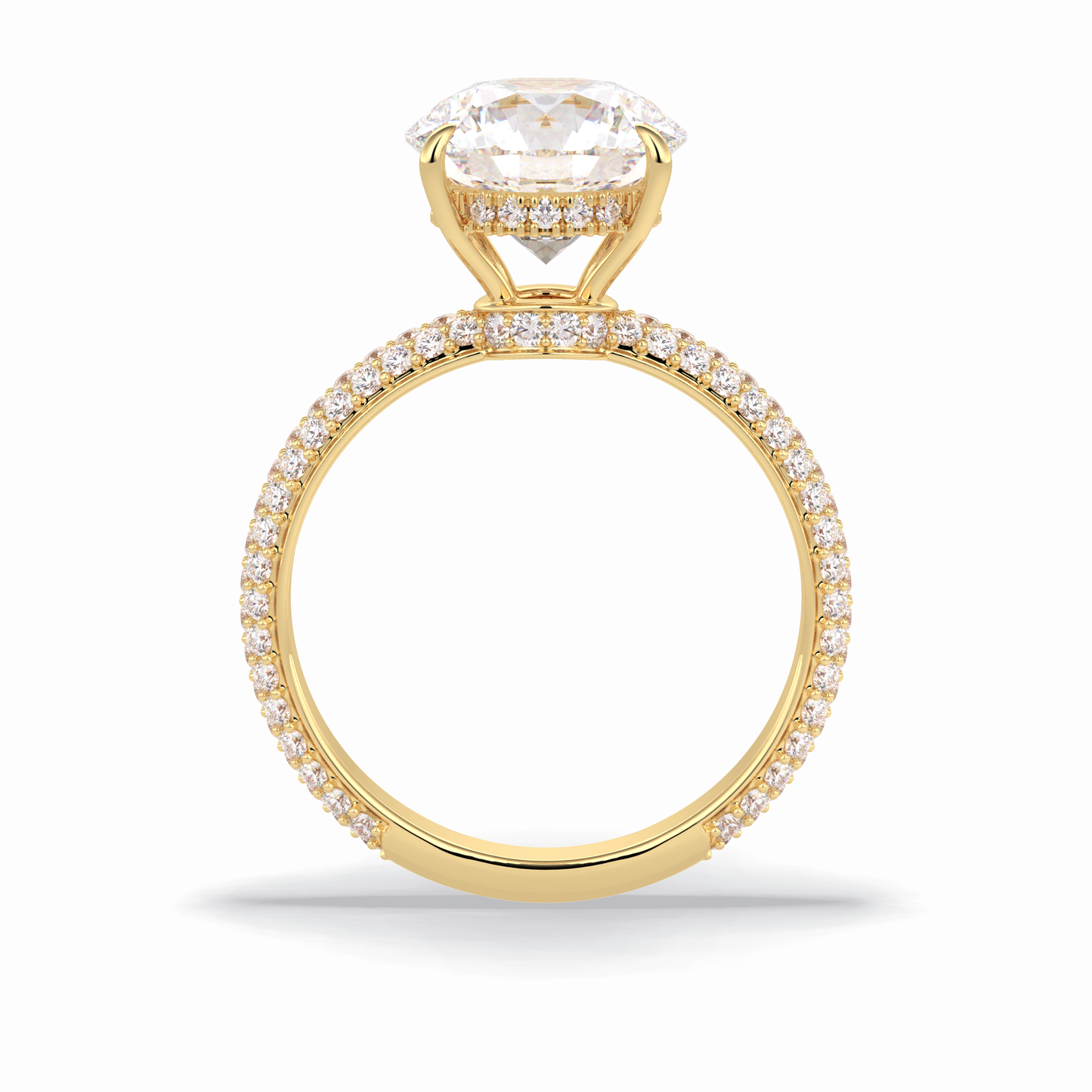 3.0 CT Round Cut Pave & Hidden Halo Style Moissanite Engagement Rings