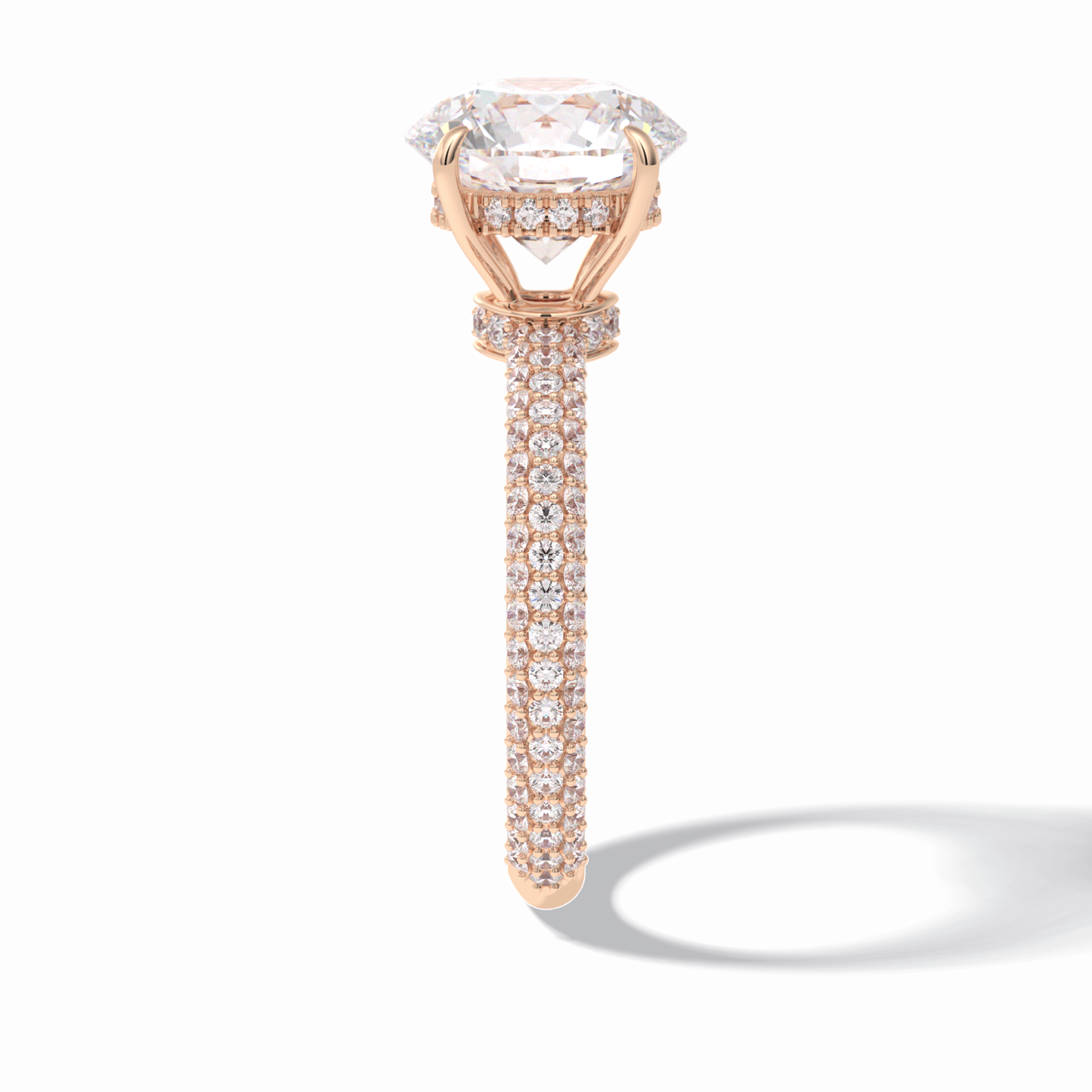 3.0 CT Round Cut Pave & Hidden Halo Style Moissanite Engagement Rings