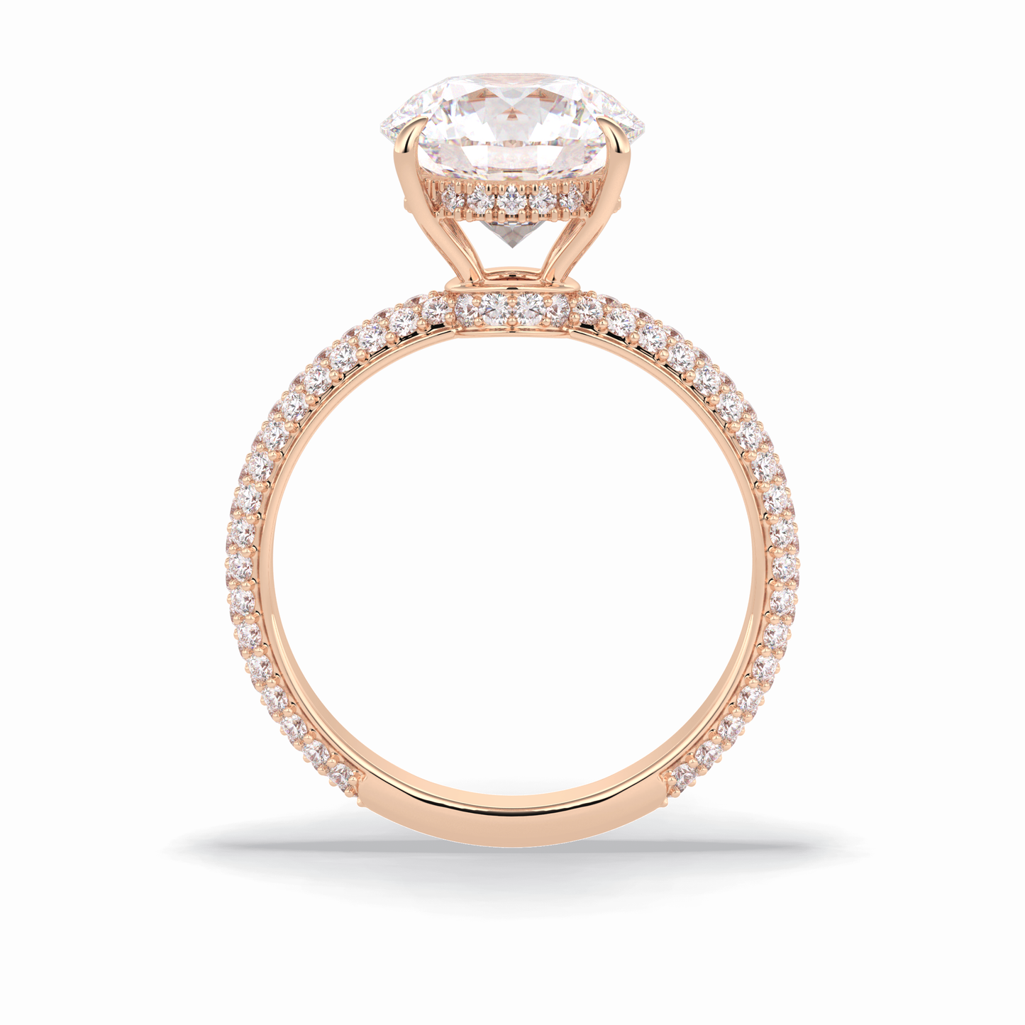 3.0 CT Round Cut Pave & Hidden Halo Style Moissanite Engagement Rings