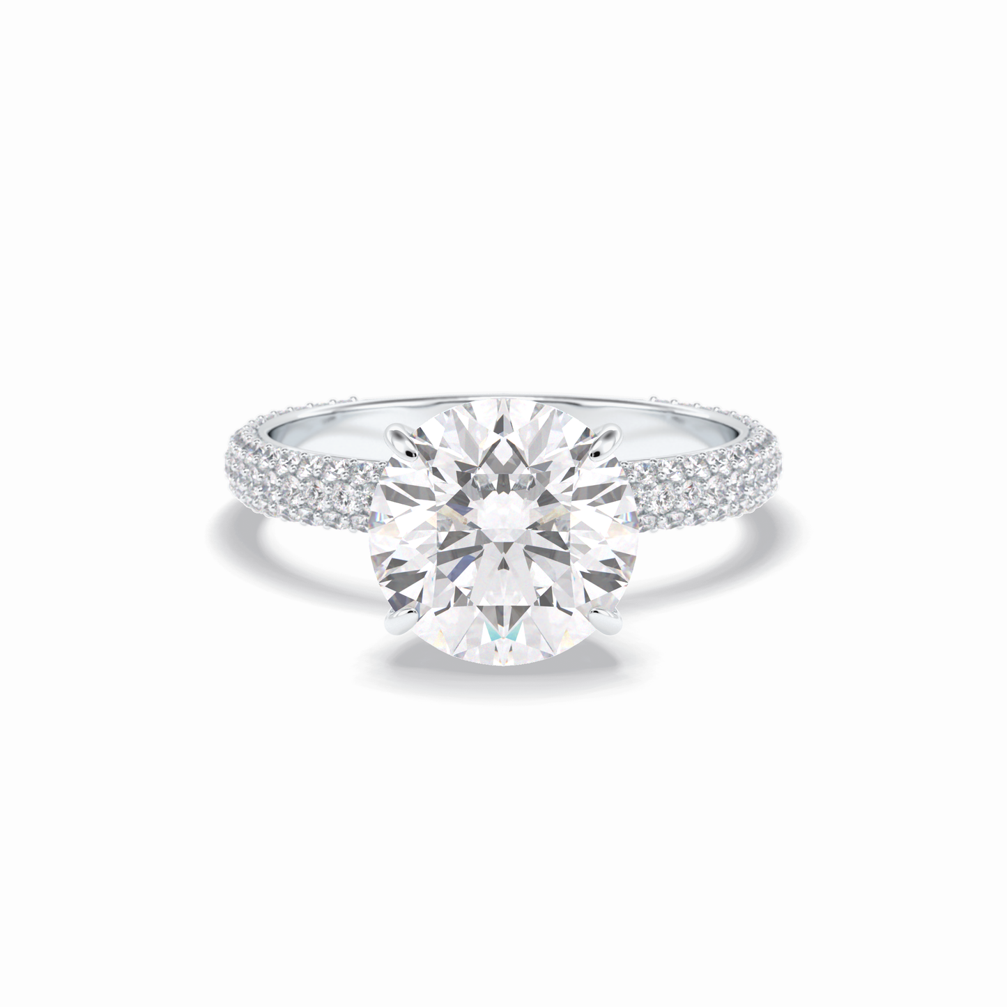 3.0 CT Round Cut Pave & Hidden Halo Style Moissanite Engagement Rings