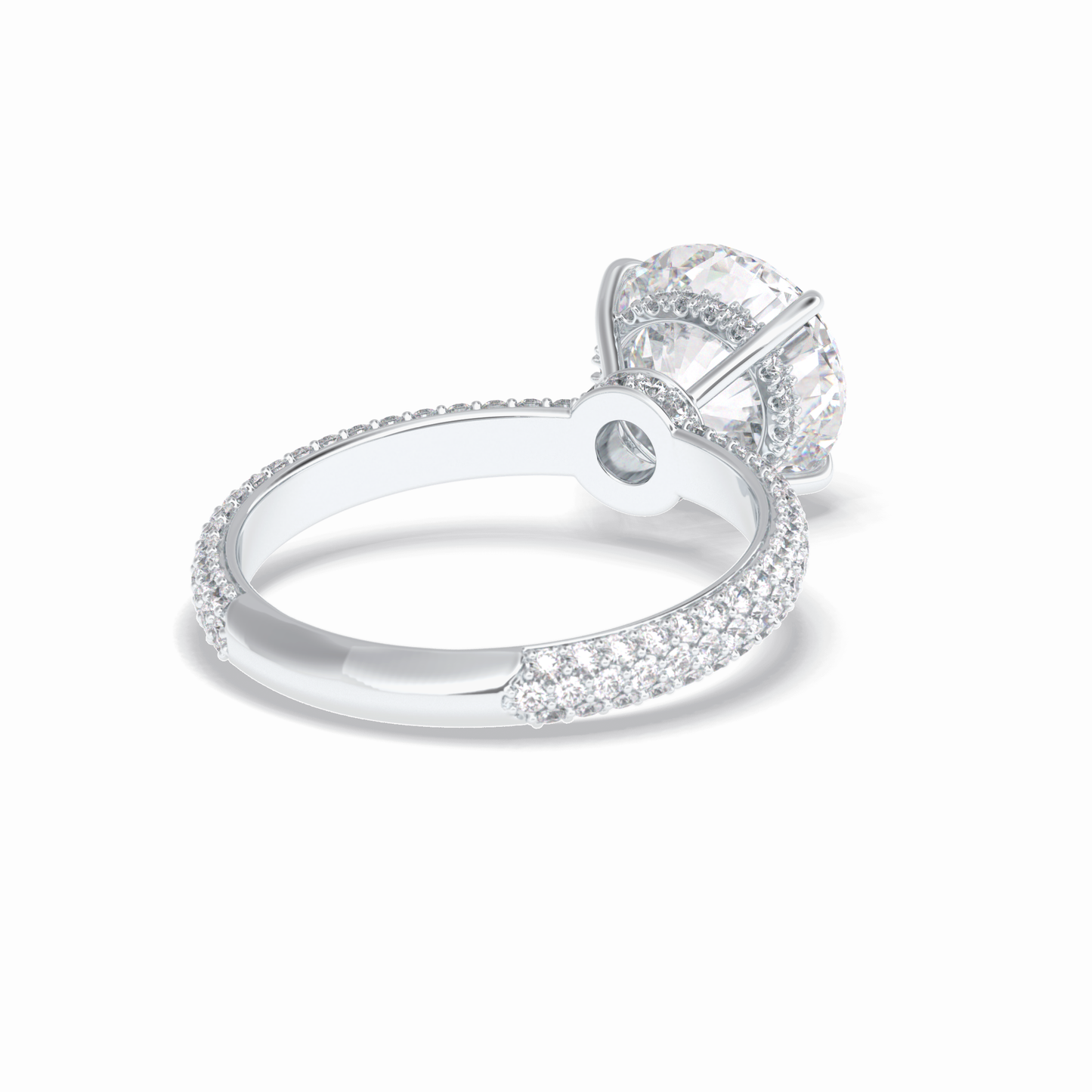3.0 CT Round Cut Pave & Hidden Halo Style Moissanite Engagement Rings
