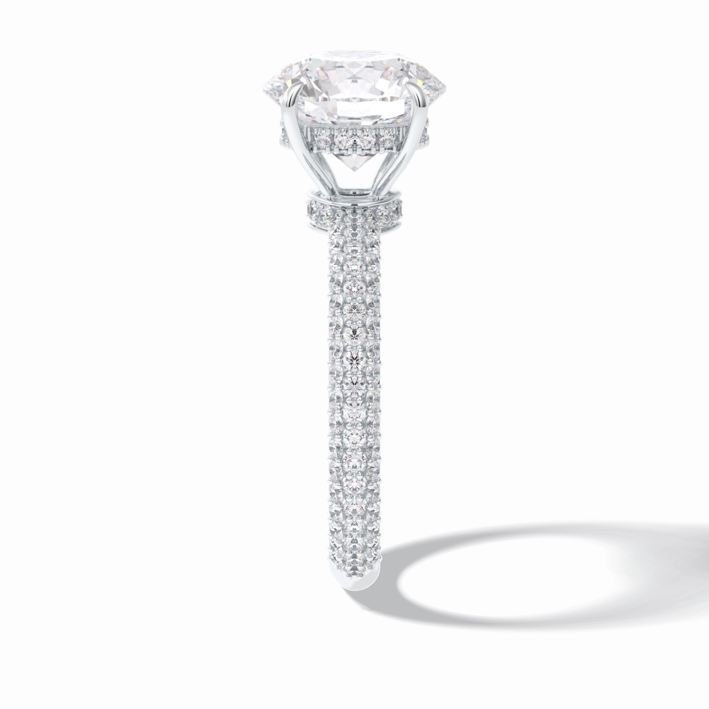 3.0 CT Round Cut Pave & Hidden Halo Style Moissanite Engagement Rings