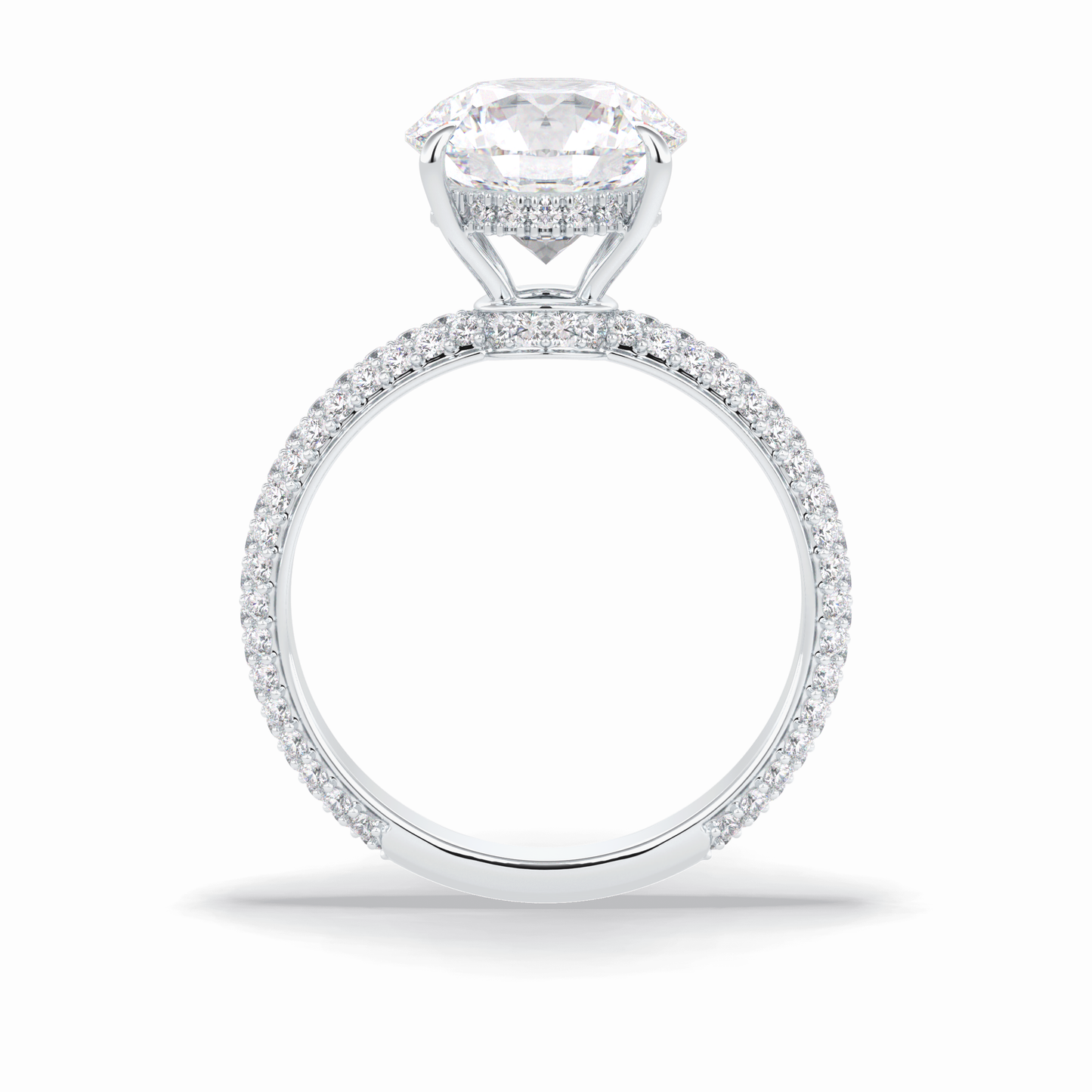 3.0 CT Round Cut Pave & Hidden Halo Style Moissanite Engagement Rings