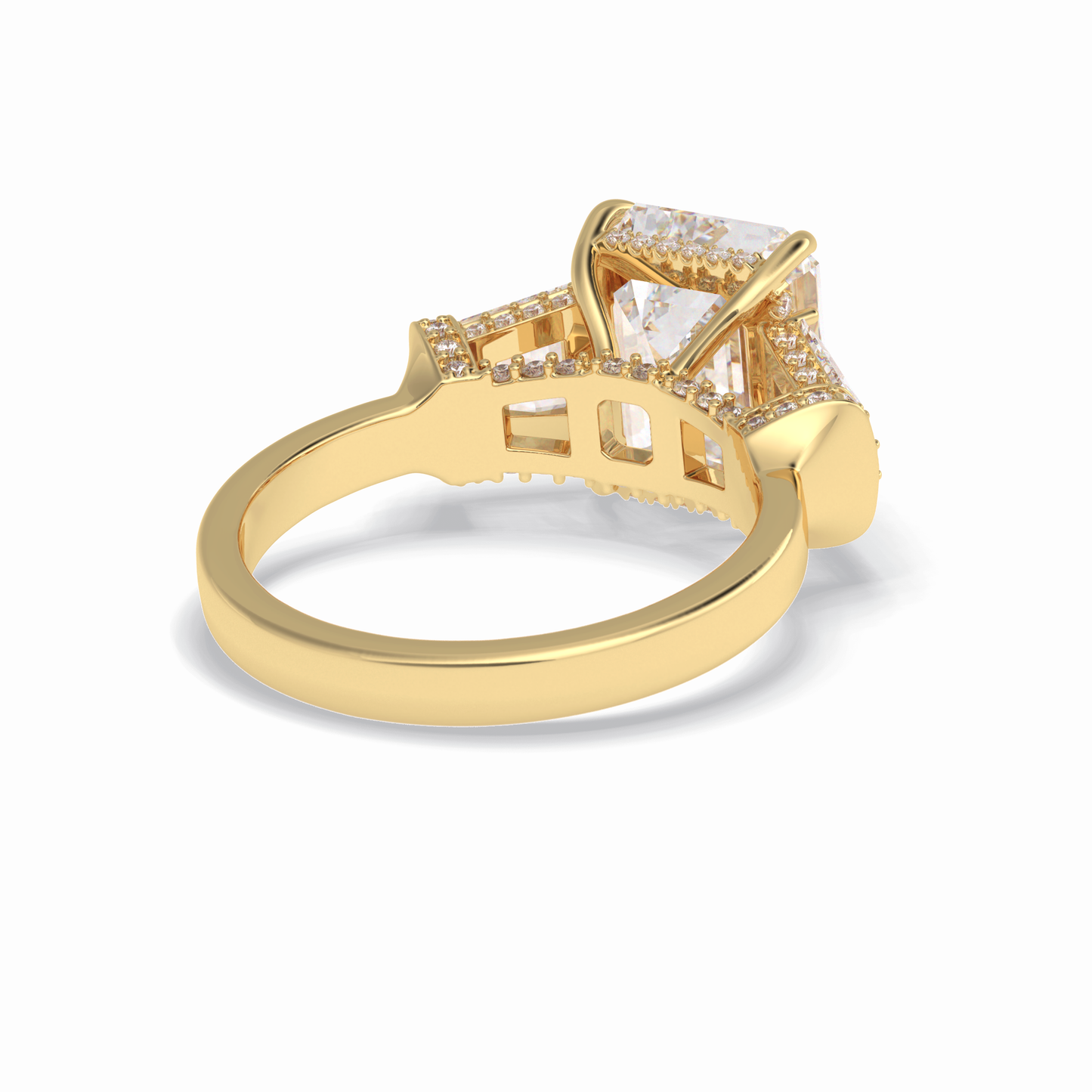 4.0 CT Emerald Cut Three Stones Style Moissanite Engagement Rings