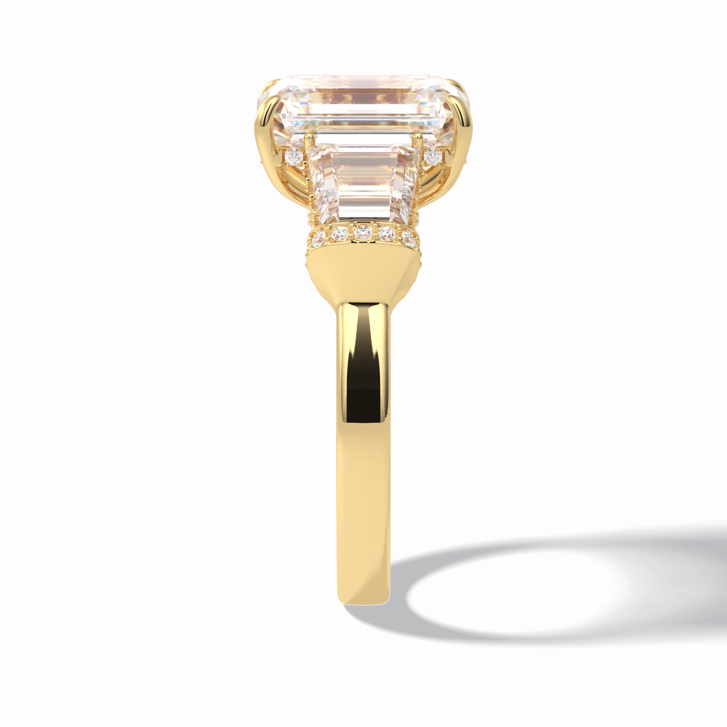 4.0 CT Emerald Cut Three Stones Style Moissanite Engagement Rings