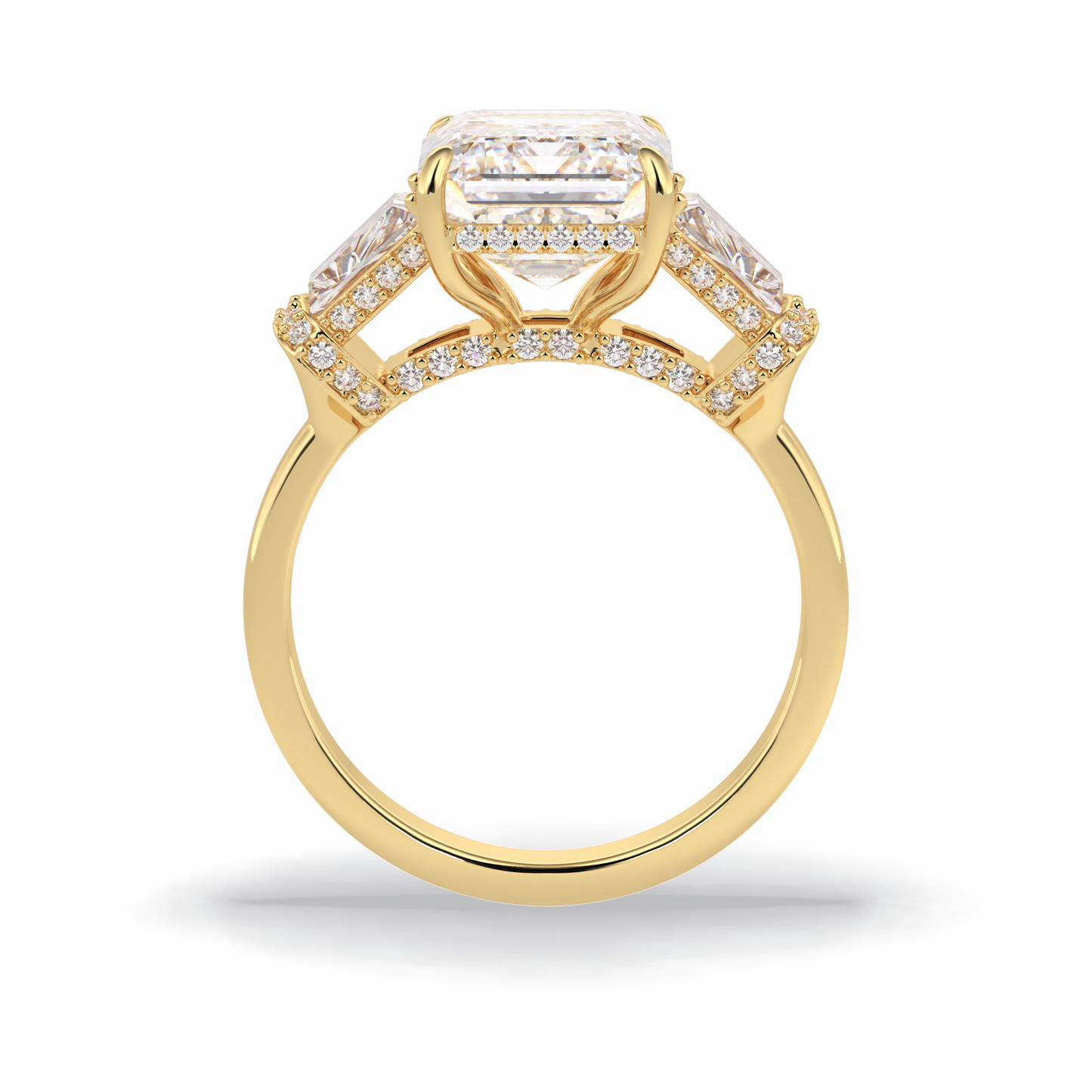 4.0 CT Emerald Cut Three Stones Style Moissanite Engagement Rings