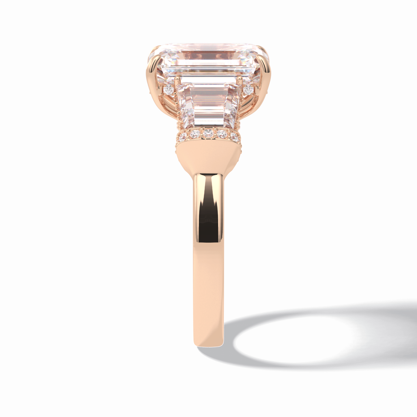 4.0 CT Emerald Cut Three Stones Style Moissanite Engagement Rings