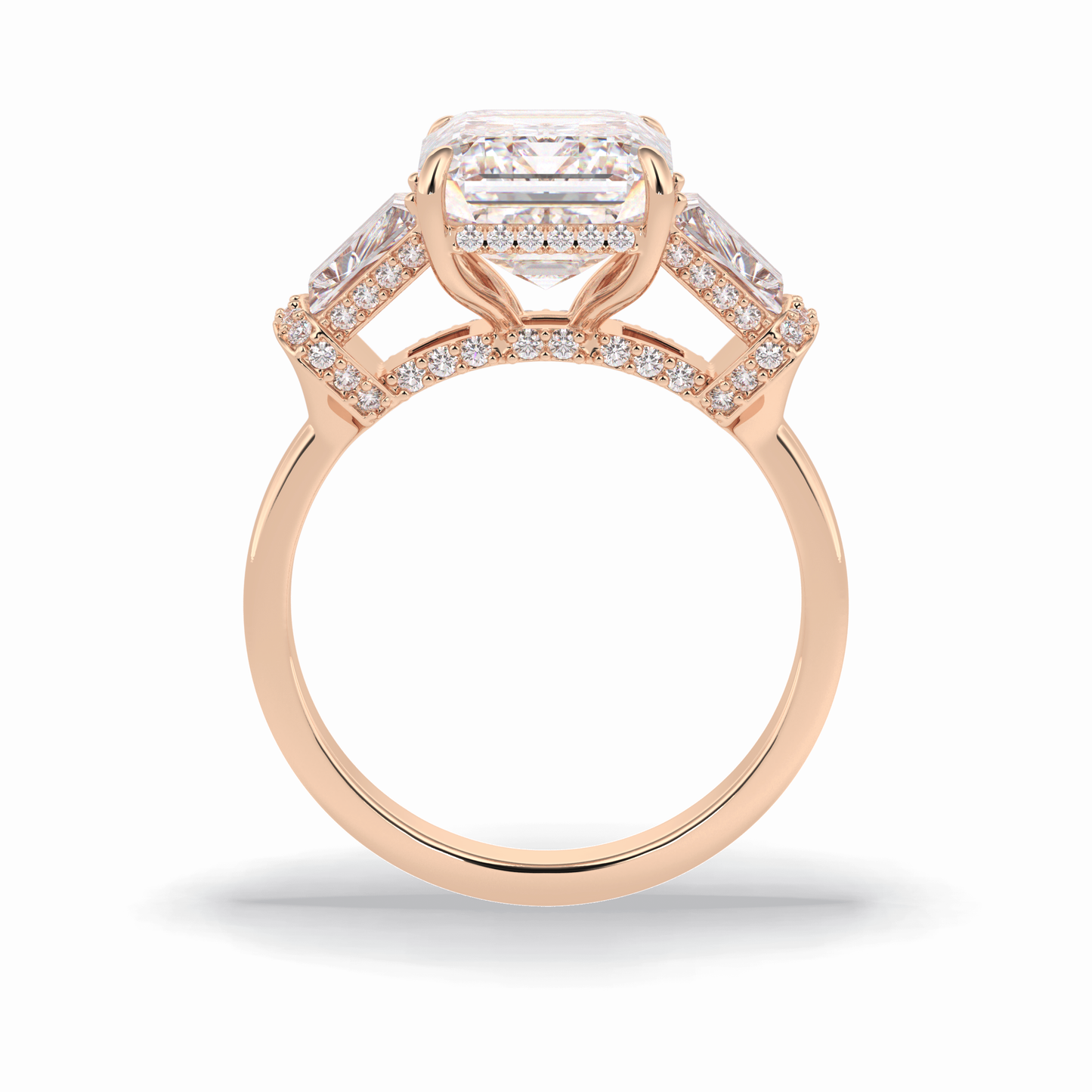 4.0 CT Emerald Cut Three Stones Style Moissanite Engagement Rings