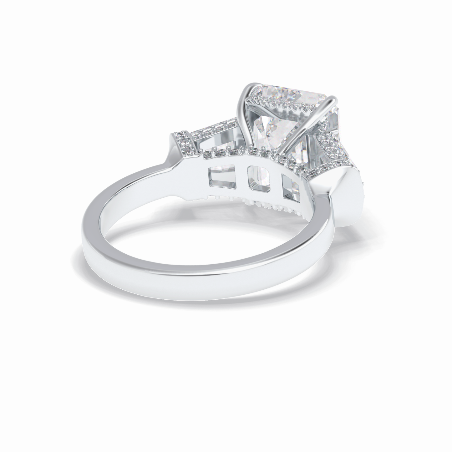 4.0 CT Emerald Cut Three Stones Style Moissanite Engagement Rings