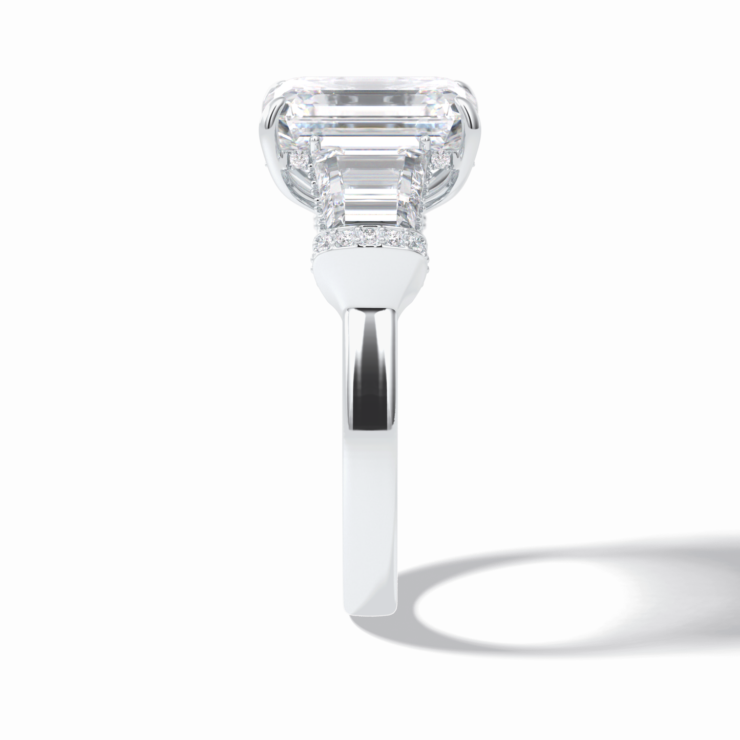 4.0 CT Emerald Cut Three Stones Style Moissanite Engagement Rings