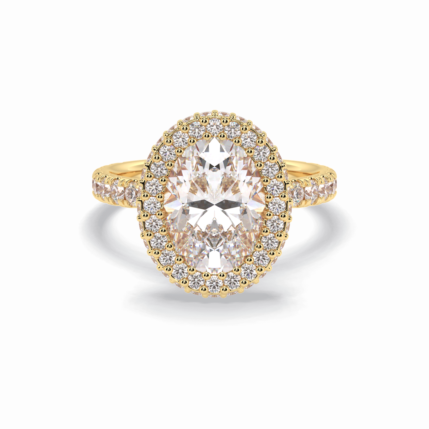 0.54 CT Oval Cut Halo & Pave Style Moissanite Engagement Rings