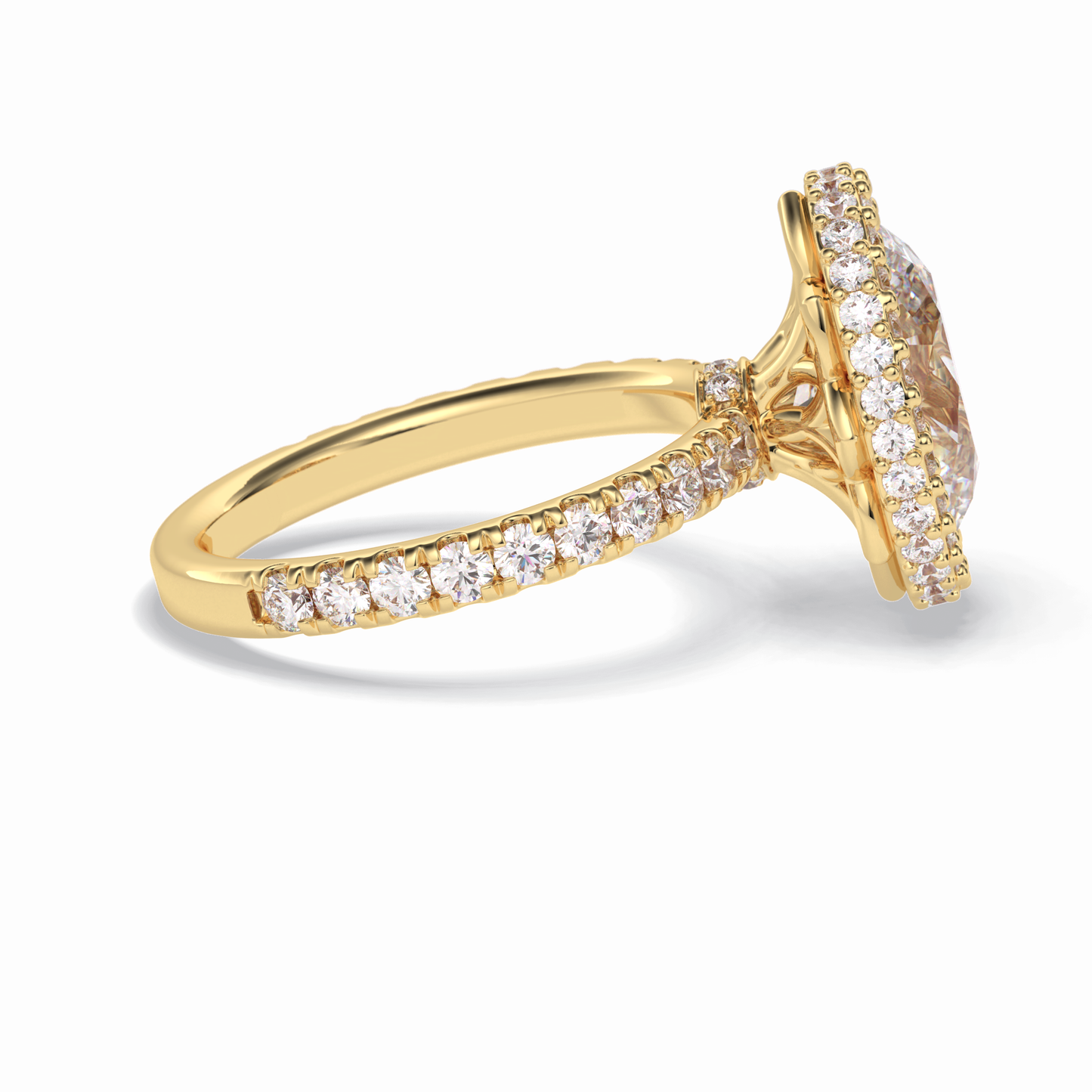 0.54 CT Oval Cut Halo & Pave Style Moissanite Engagement Rings