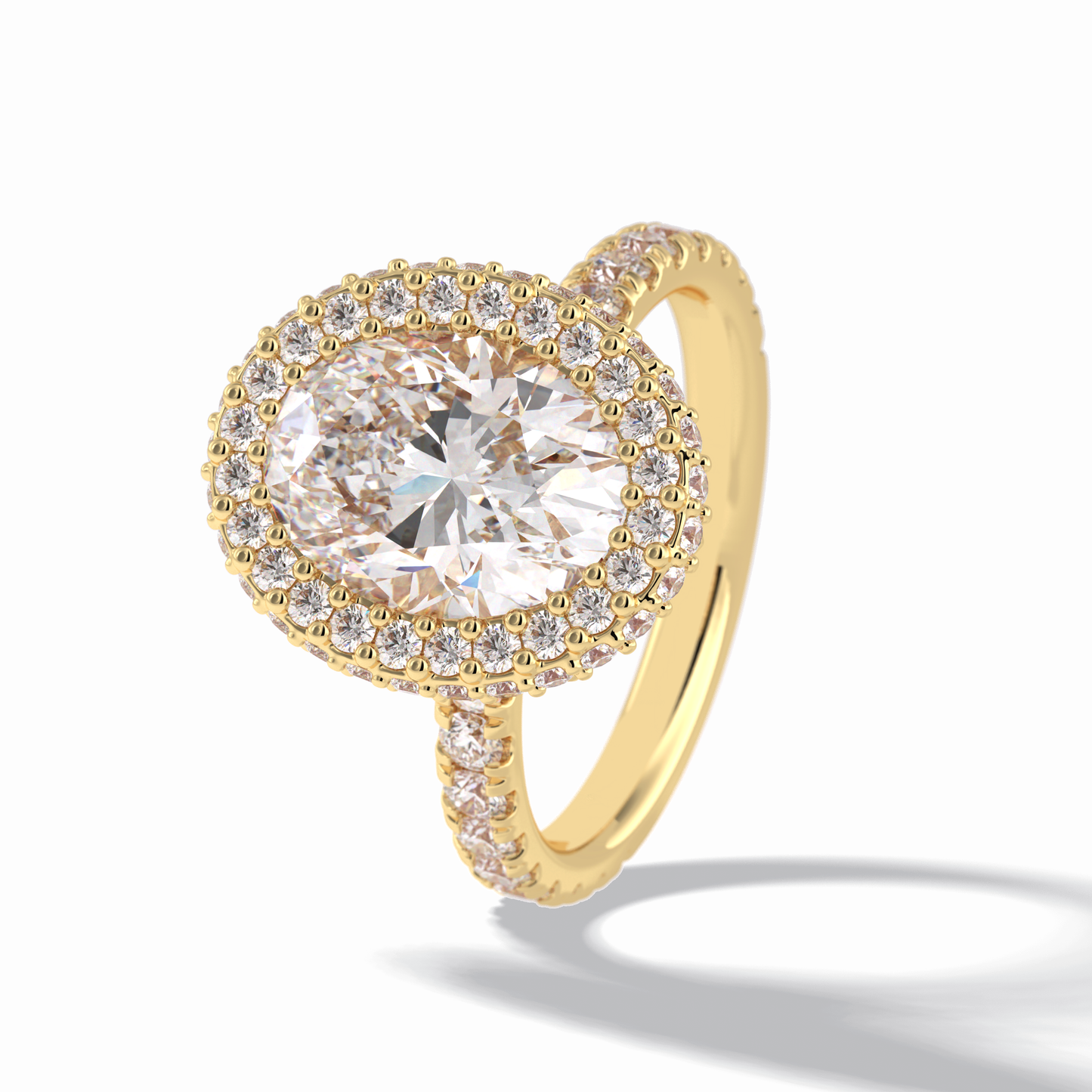 0.54 CT Oval Cut Halo & Pave Style Moissanite Engagement Rings