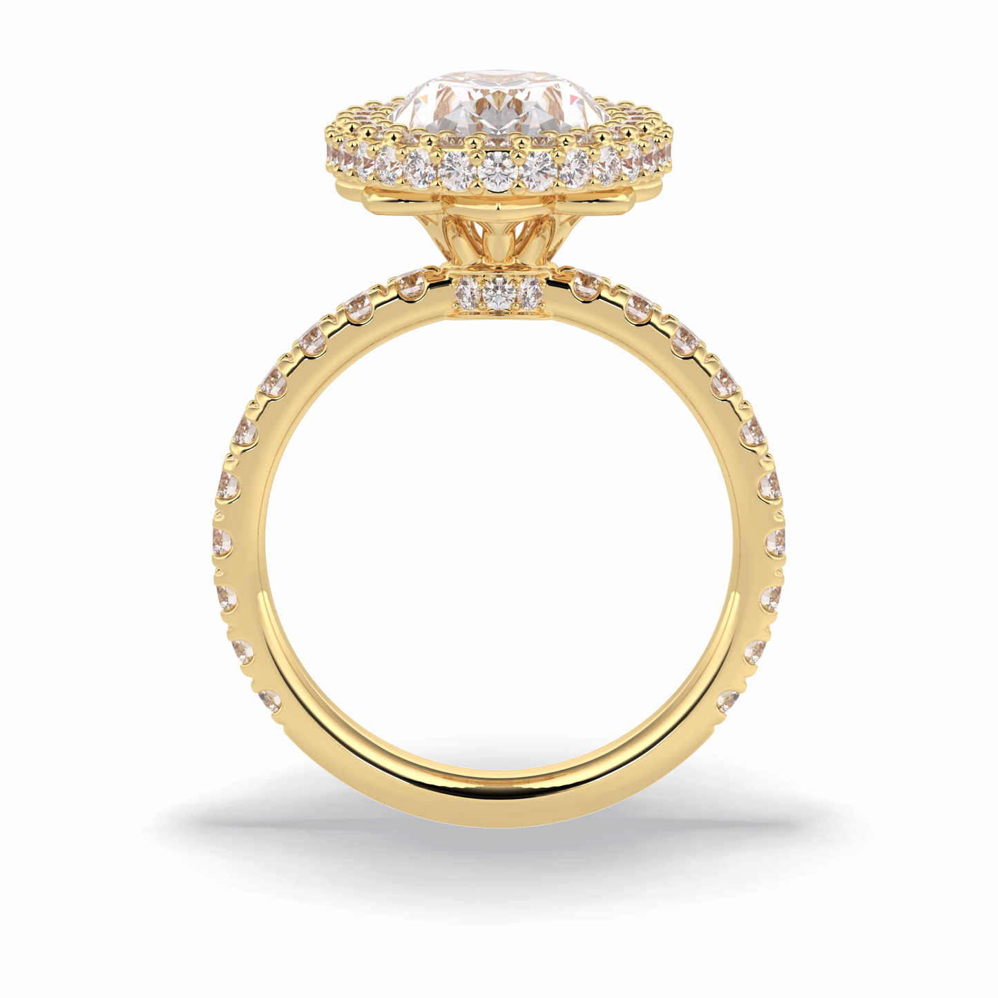0.54 CT Oval Cut Halo & Pave Style Moissanite Engagement Rings