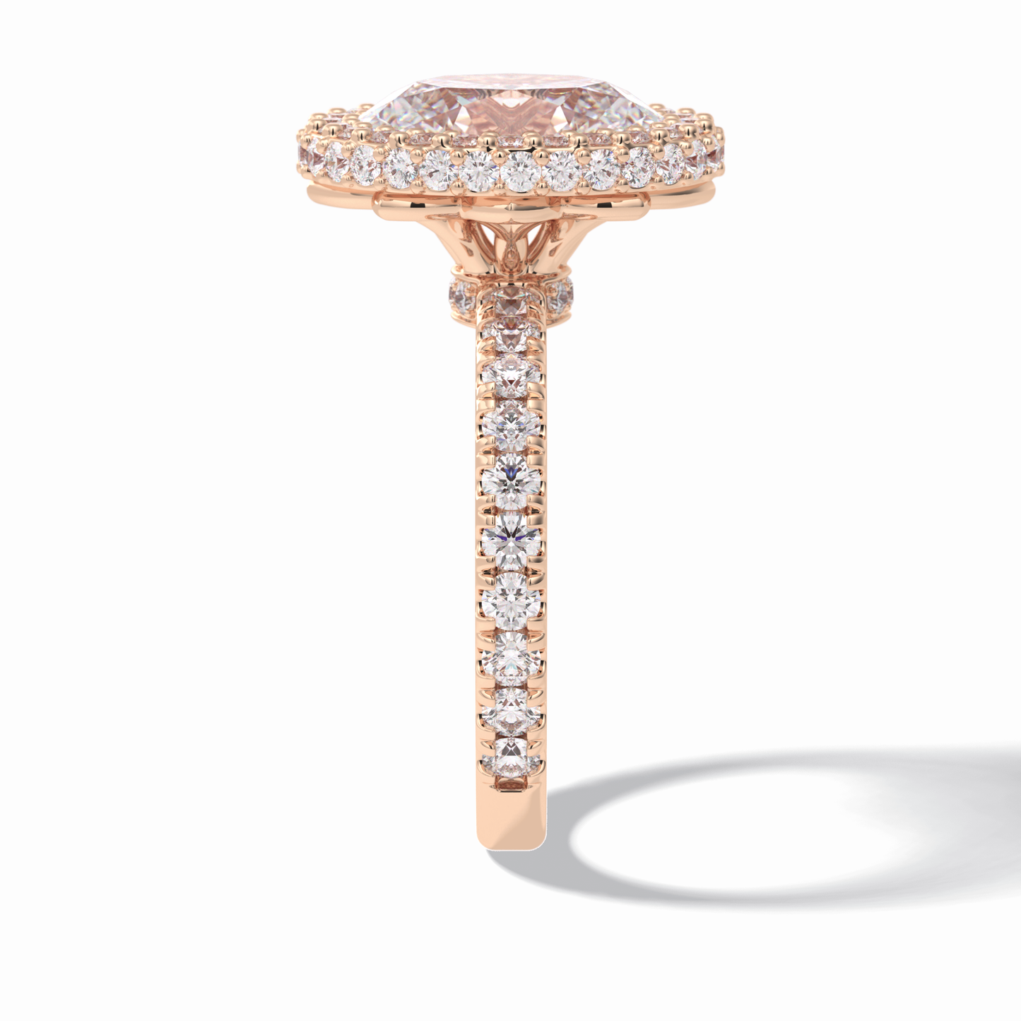 0.54 CT Oval Cut Halo & Pave Style Moissanite Engagement Rings