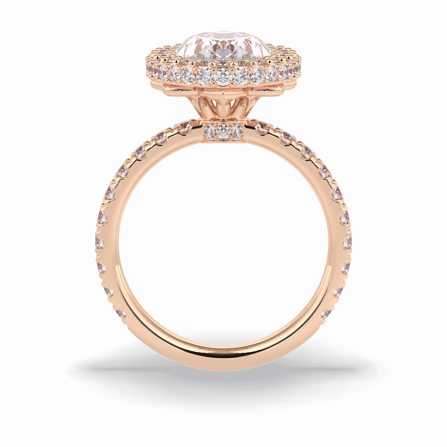0.54 CT Oval Cut Halo & Pave Style Moissanite Engagement Rings