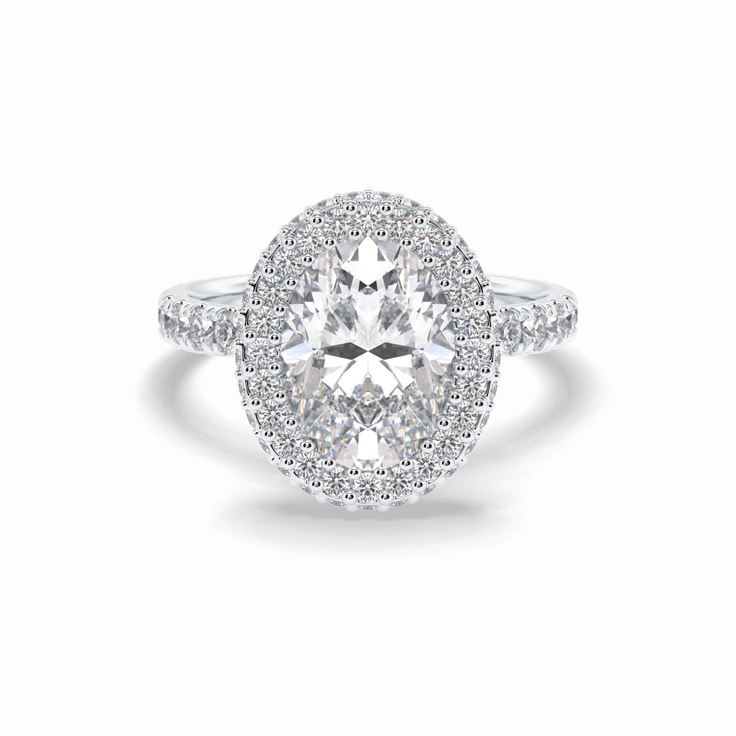0.54 CT Oval Cut Halo & Pave Style Moissanite Engagement Rings