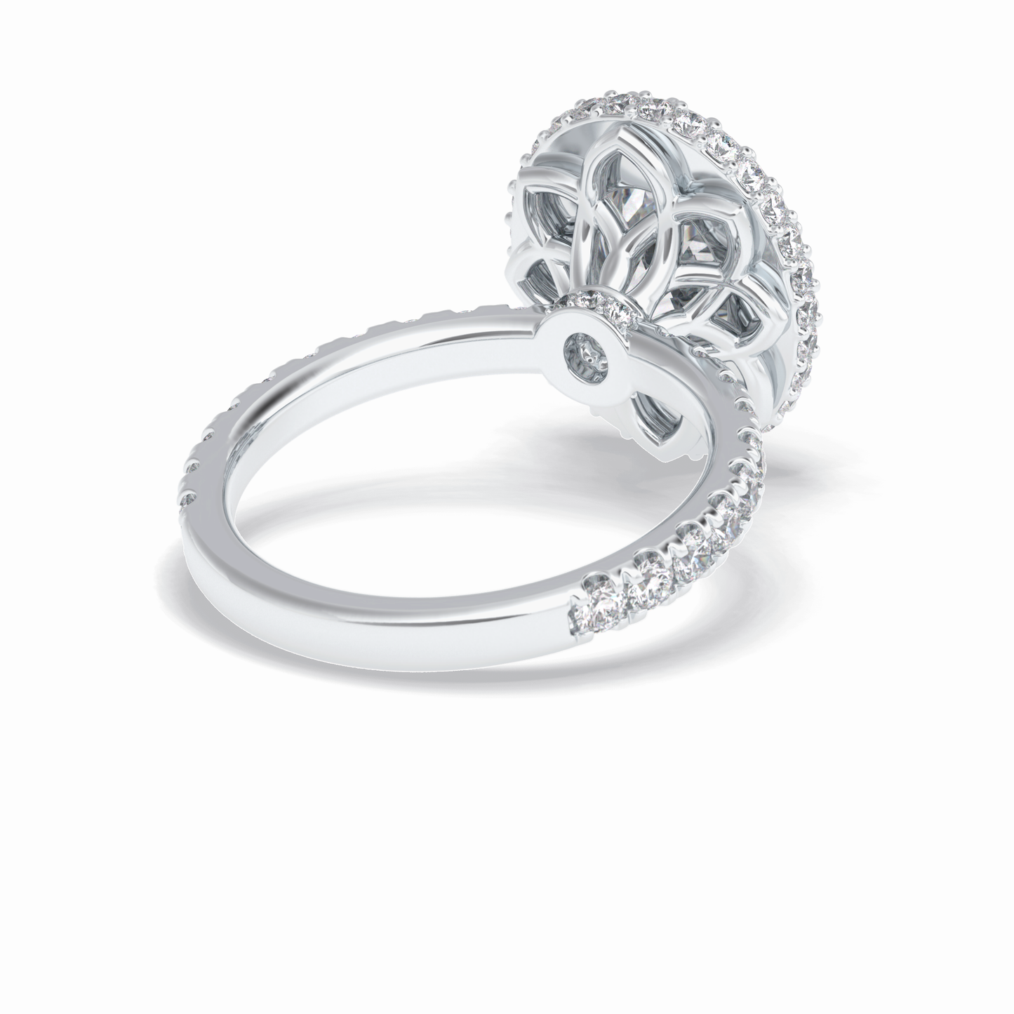 0.54 CT Oval Cut Halo & Pave Style Moissanite Engagement Rings