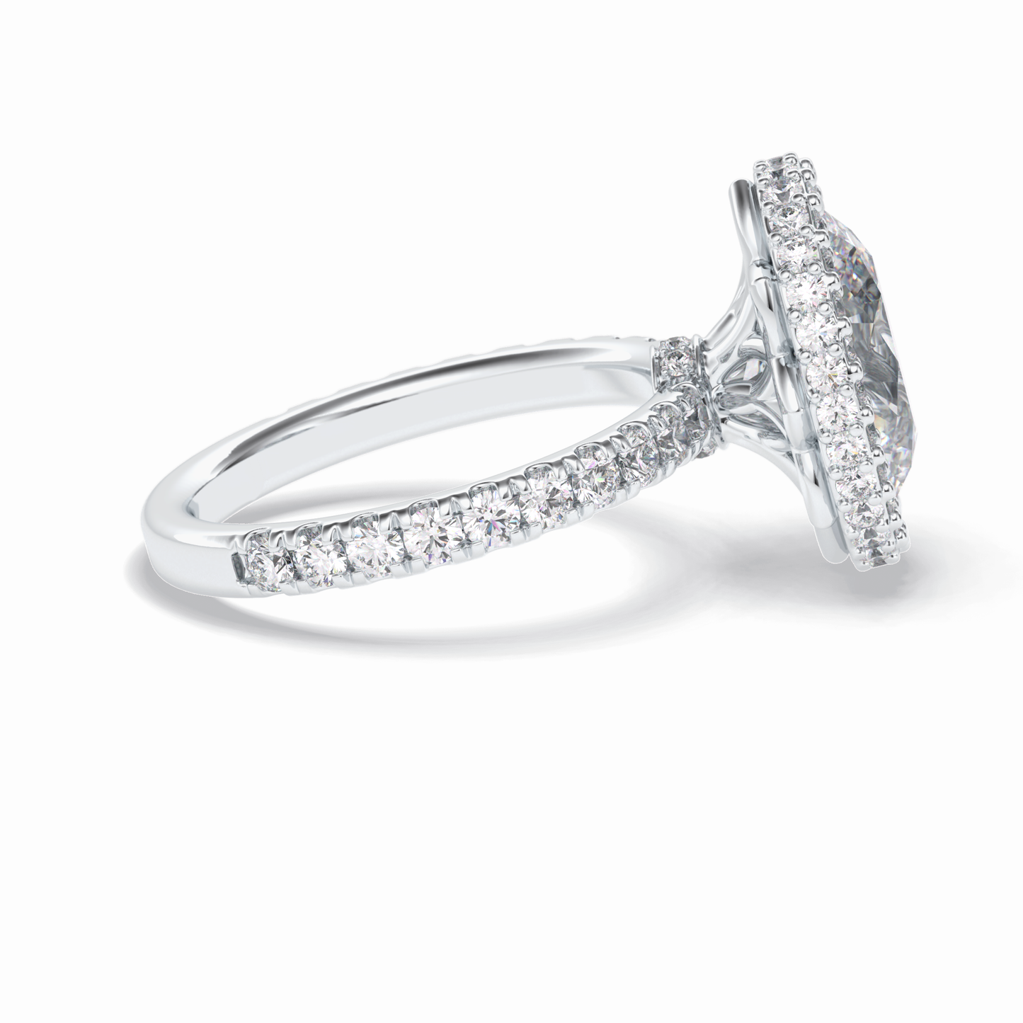 0.54 CT Oval Cut Halo & Pave Style Moissanite Engagement Rings