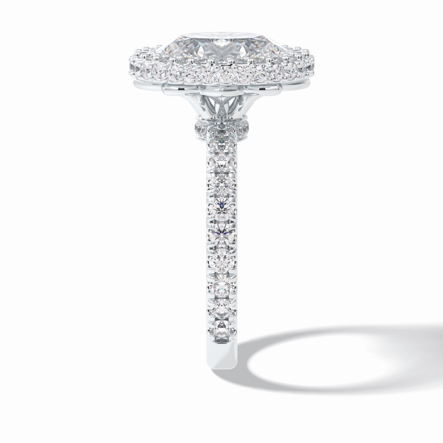 0.54 CT Oval Cut Halo & Pave Style Moissanite Engagement Rings