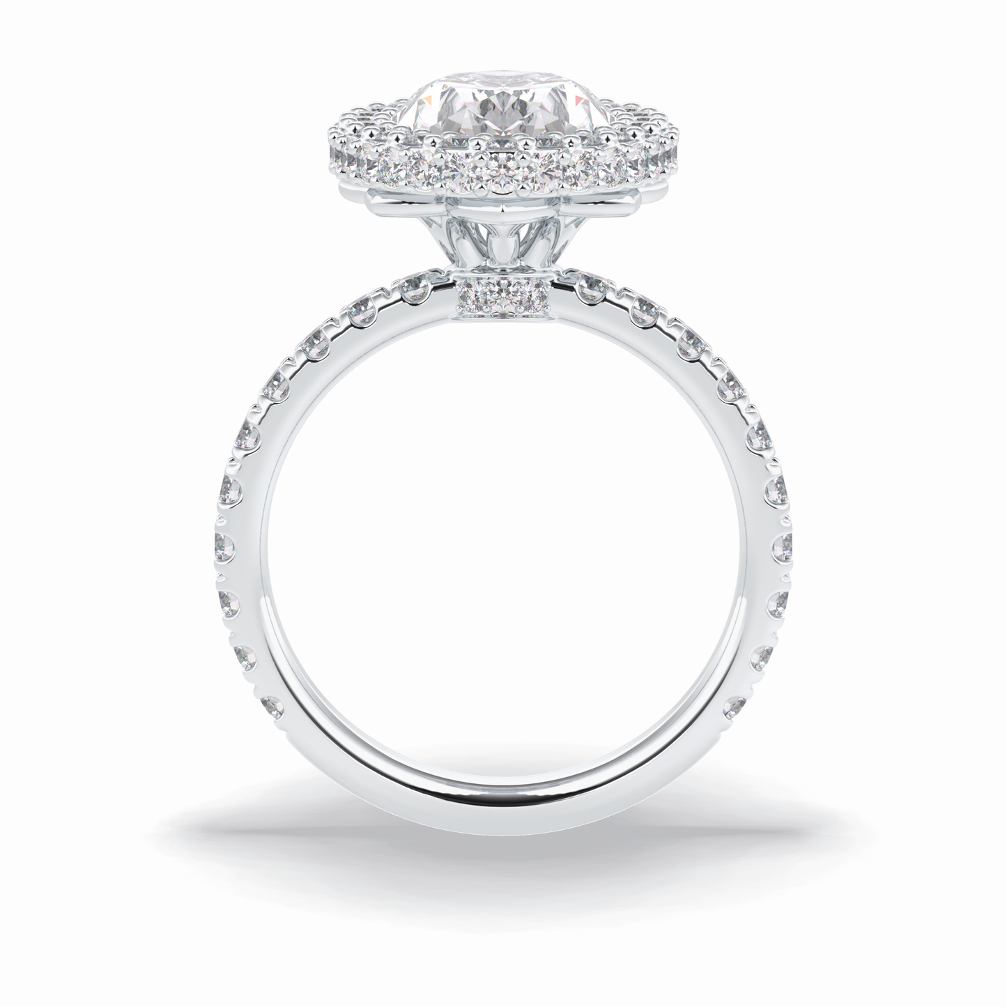 0.54 CT Oval Cut Halo & Pave Style Moissanite Engagement Rings