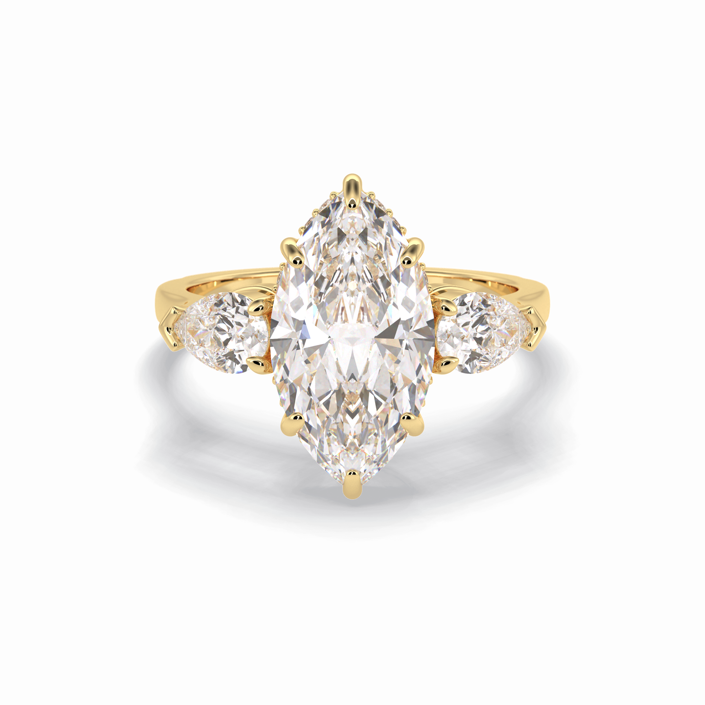 3.0 CT Marquise Cut Three Stones Style Moissanite Engagement Rings