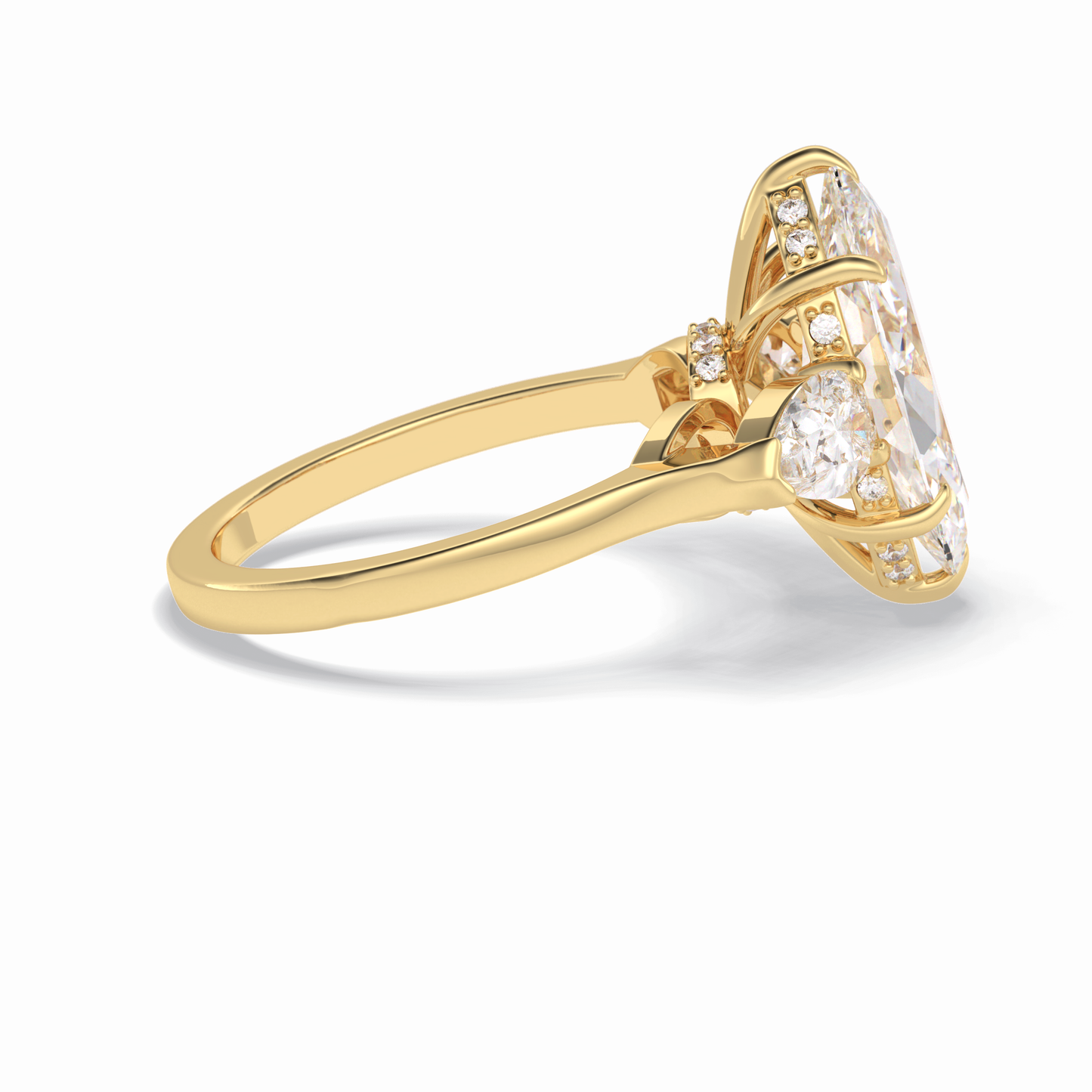 3.0 CT Marquise Cut Three Stones Style Moissanite Engagement Rings