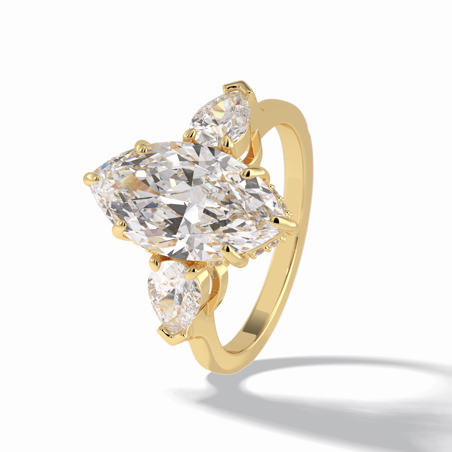 3.0 CT Marquise Cut Three Stones Style Moissanite Engagement Rings