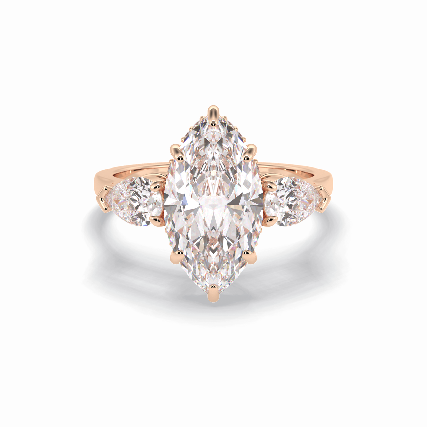 3.0 CT Marquise Cut Three Stones Style Moissanite Engagement Rings