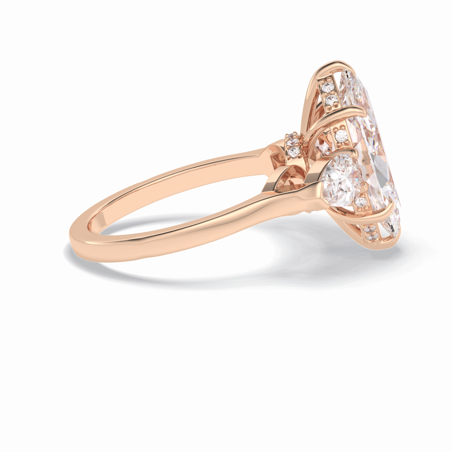 3.0 CT Marquise Cut Three Stones Style Moissanite Engagement Rings
