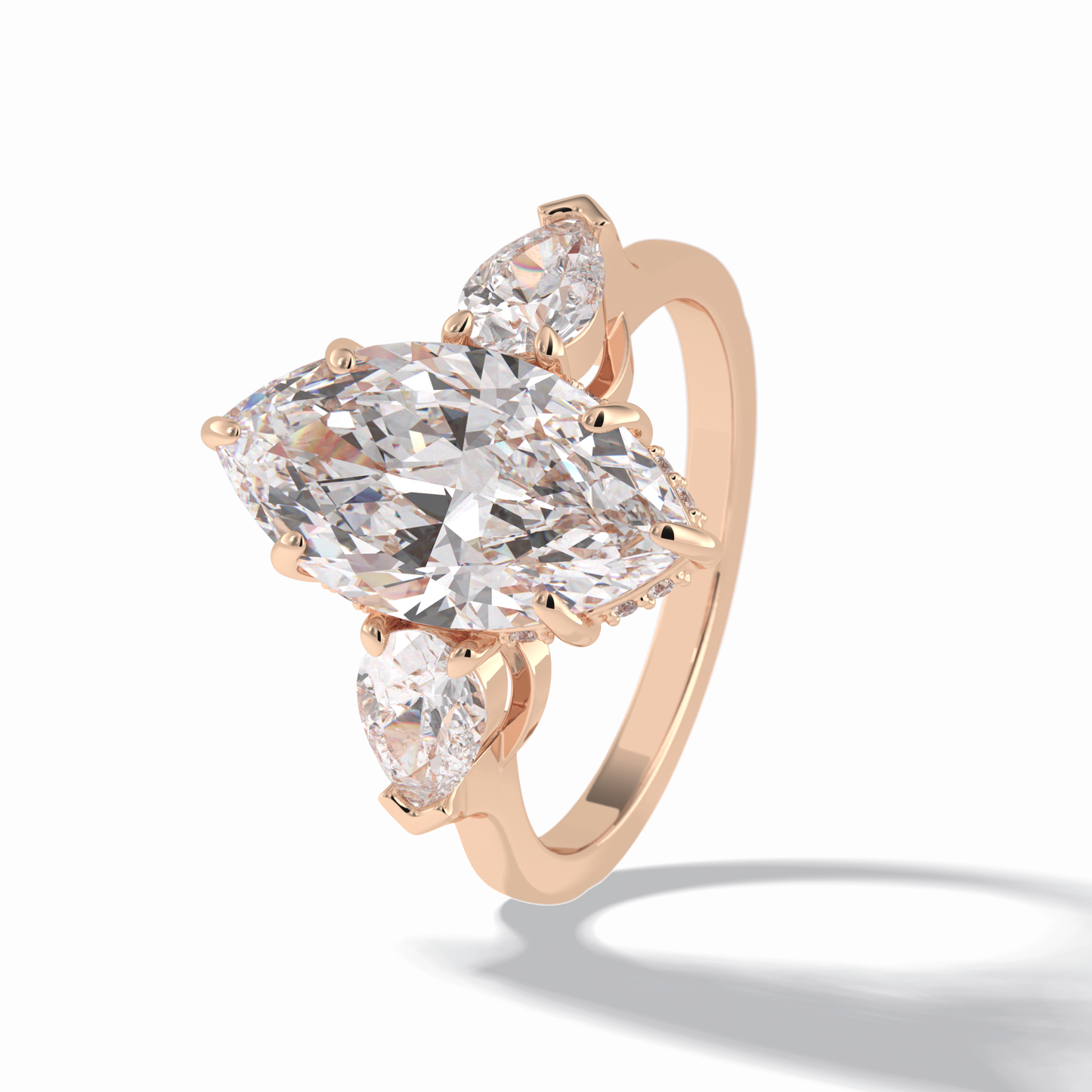 3.0 CT Marquise Cut Three Stones Style Moissanite Engagement Rings