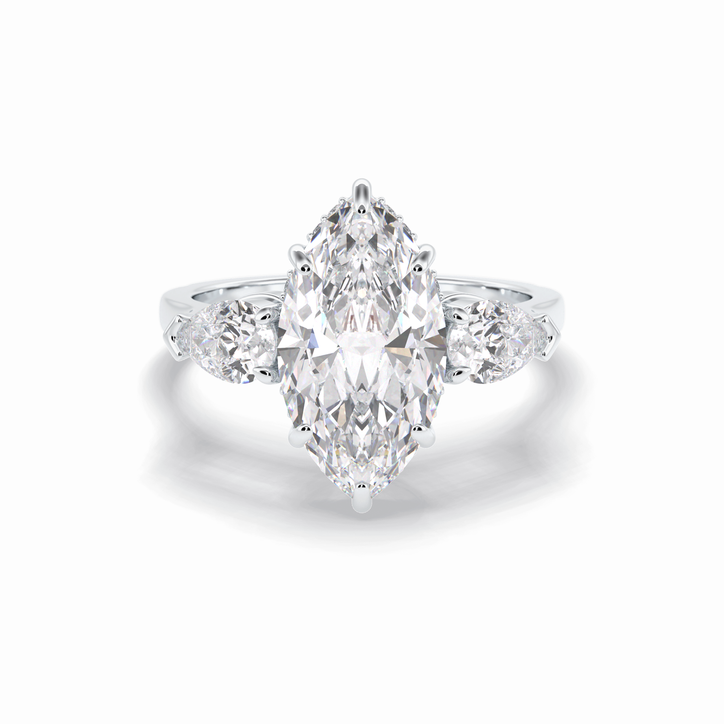 3.0 CT Marquise Cut Three Stones Style Moissanite Engagement Rings