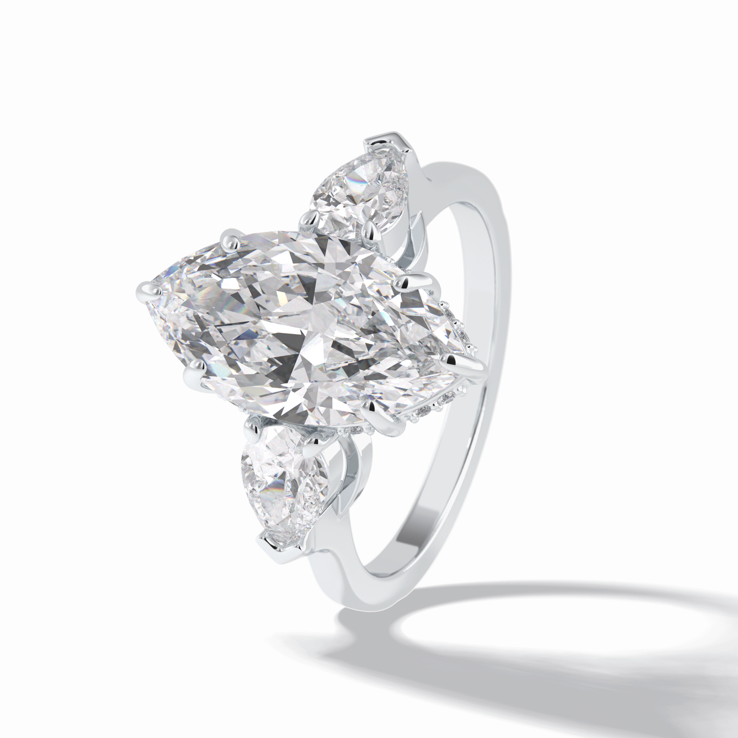 3.0 CT Marquise Cut Three Stones Style Moissanite Engagement Rings
