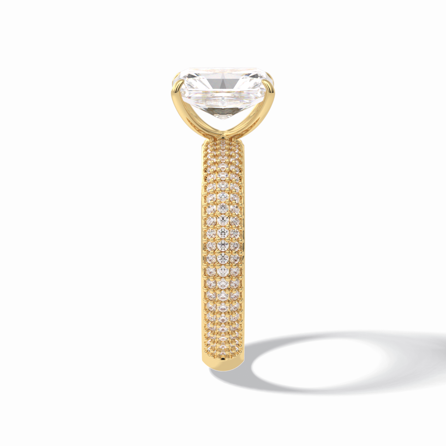 2.0 CT Radiant Cut Pave Style Moissanite Engagement Rings