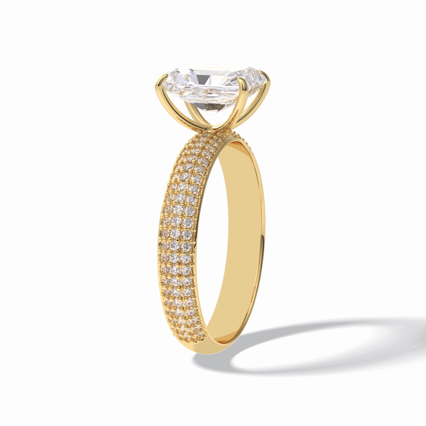 2.0 CT Radiant Cut Pave Style Moissanite Engagement Rings
