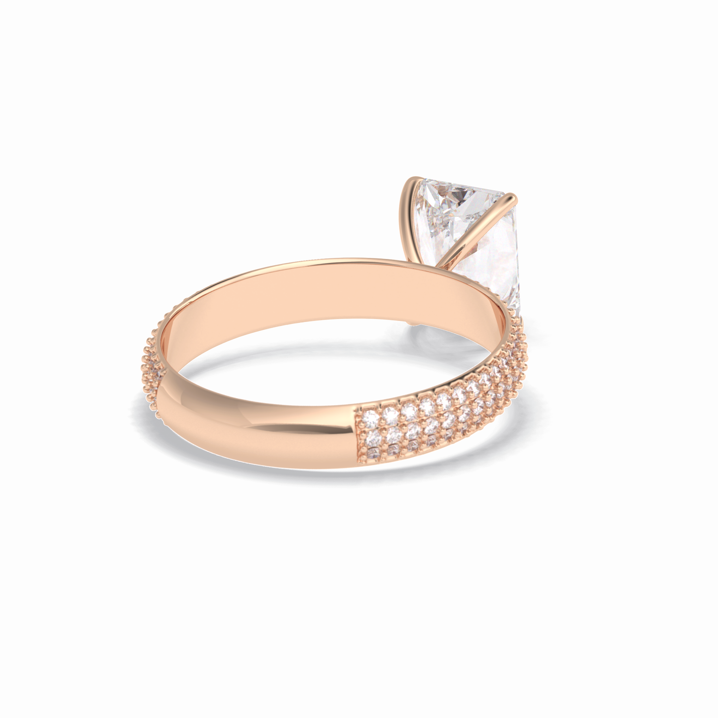 2.0 CT Radiant Cut Pave Style Moissanite Engagement Rings